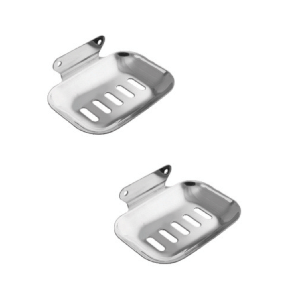     			COSWARE Spark Oval Stainless Steel Single Soap Dish Holder for Bathroom Wall Mount in Chrome Finish without Wall Flange for Wash Area/Kitchen & Bathroom (Set of 2)
