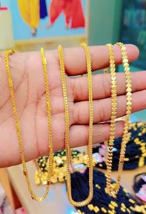     			Charms Gold Plated Chain ( Set of 3 )