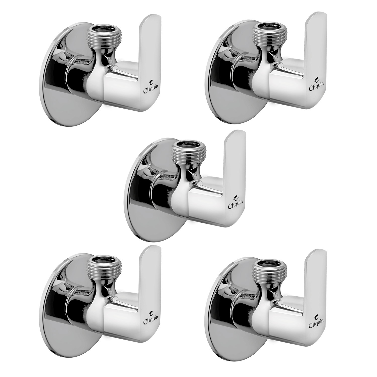     			Cliquin Cubix Angle Cock With Wall Flange (Pack of 5) Brass Taper cock