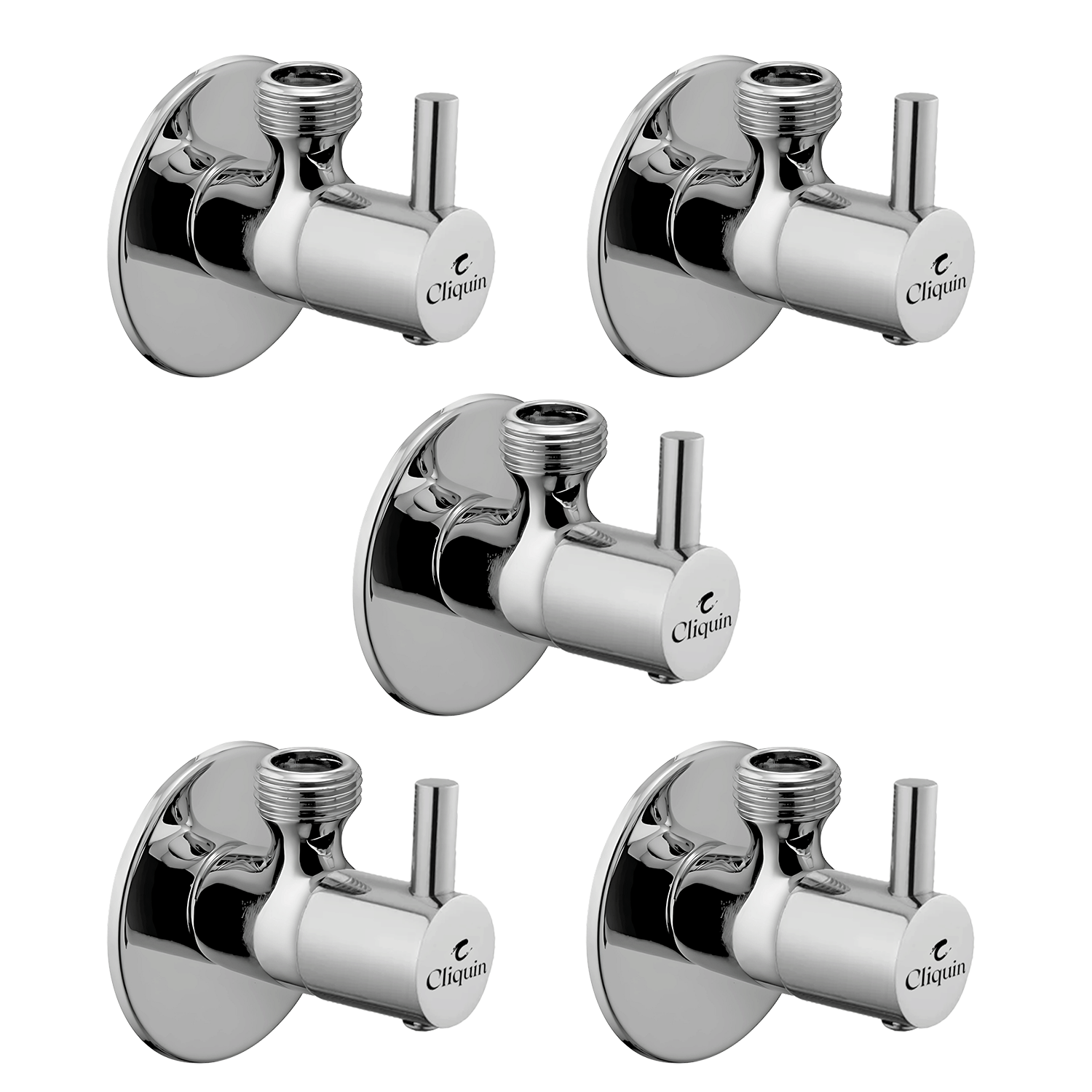     			Cliquin Florentine Angle Cock With Wall Flange (Pack of 5) Brass Taper cock