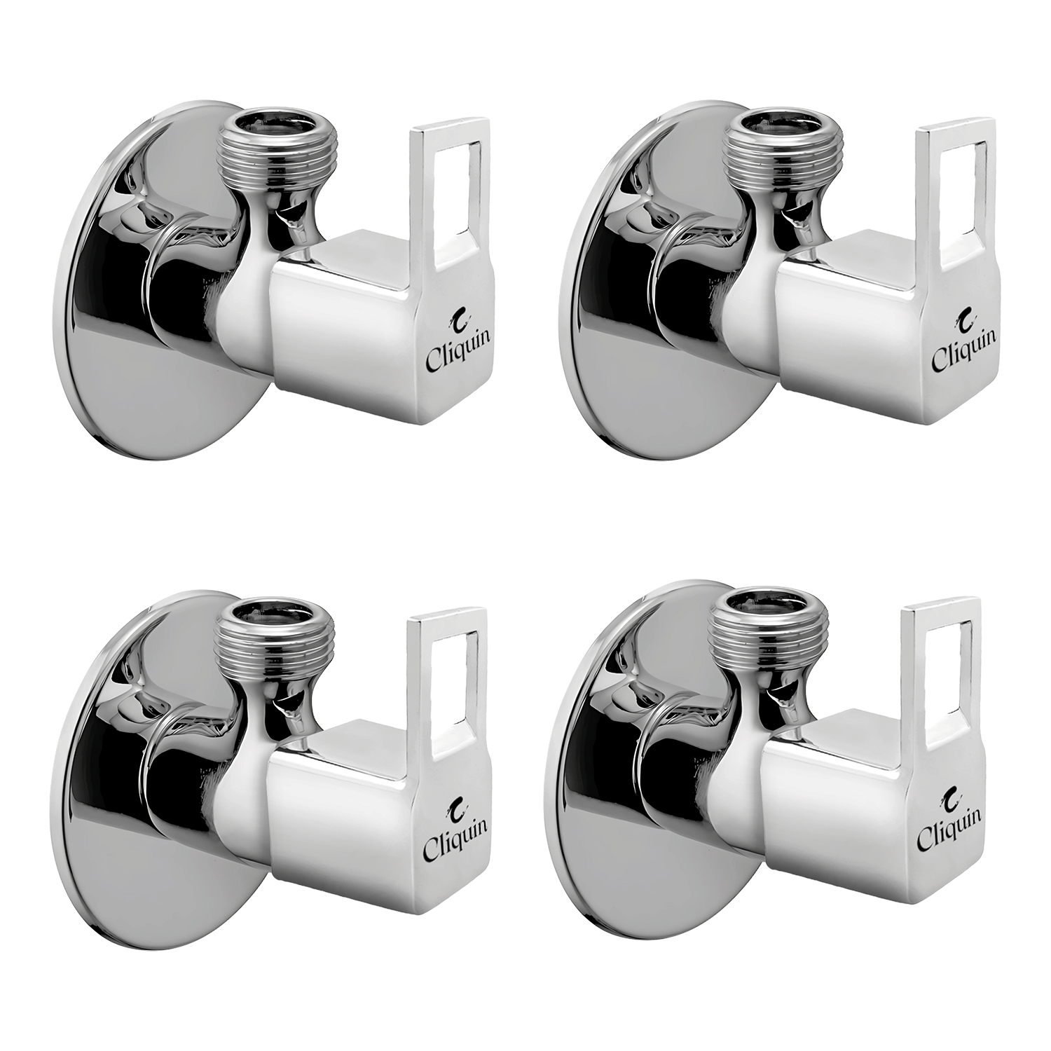     			Cliquin Squarecut Angle Cock With Wall Flange (Pack of 4) Brass Taper cock