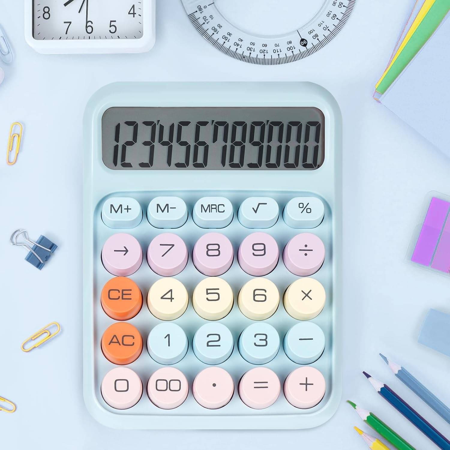     			Colorful Candy Calculator, Mechanical Calculator Round Button (Multicolor)