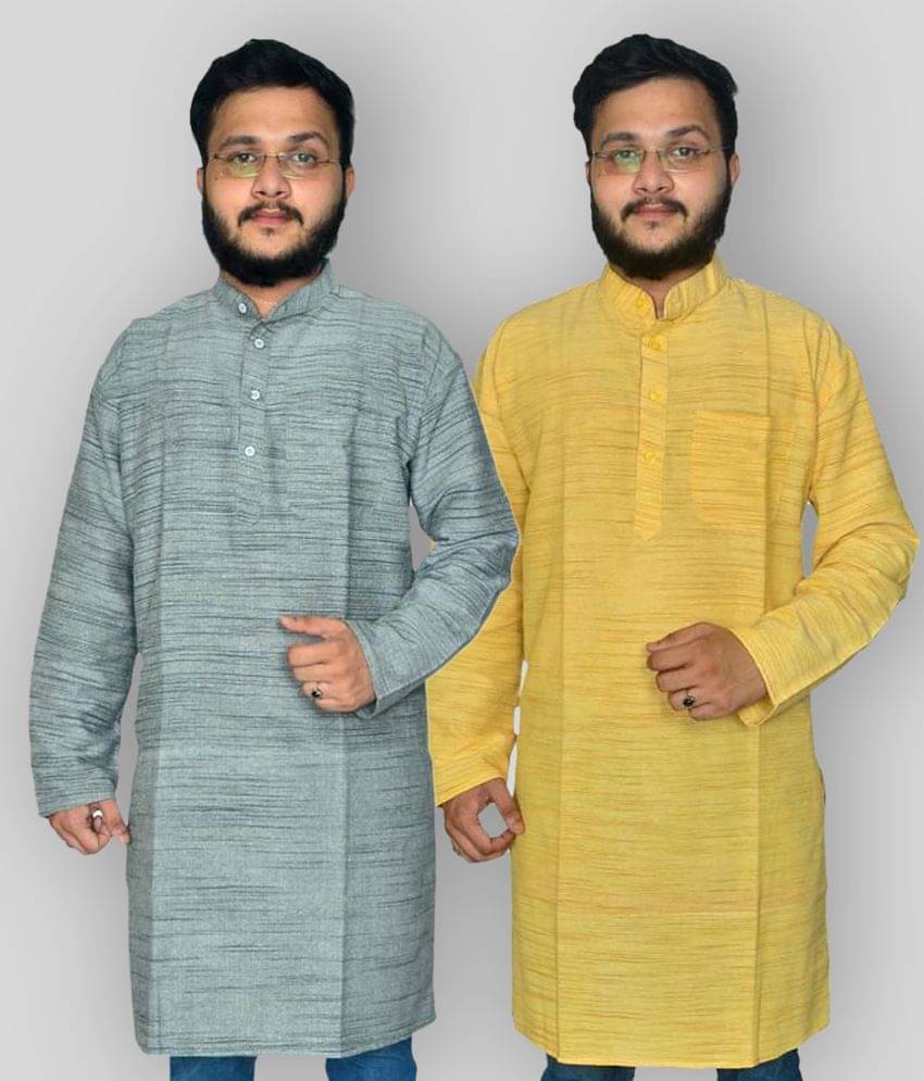 DESHBANDHU DBK Multi Cotton Men's Regular Kurta ( Pack of 2 ) DESHBANDHU DBK Multi Cotton Men's Regular Kurta ( Pack of 2 )