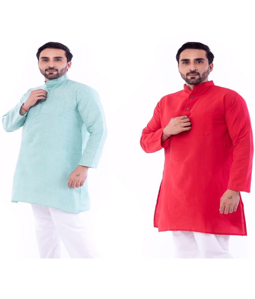 DESHBANDHU DBK Multi Cotton Men's Regular Kurta ( Pack of 2 ) DESHBANDHU DBK Multi Cotton Men's Regular Kurta ( Pack of 2 )