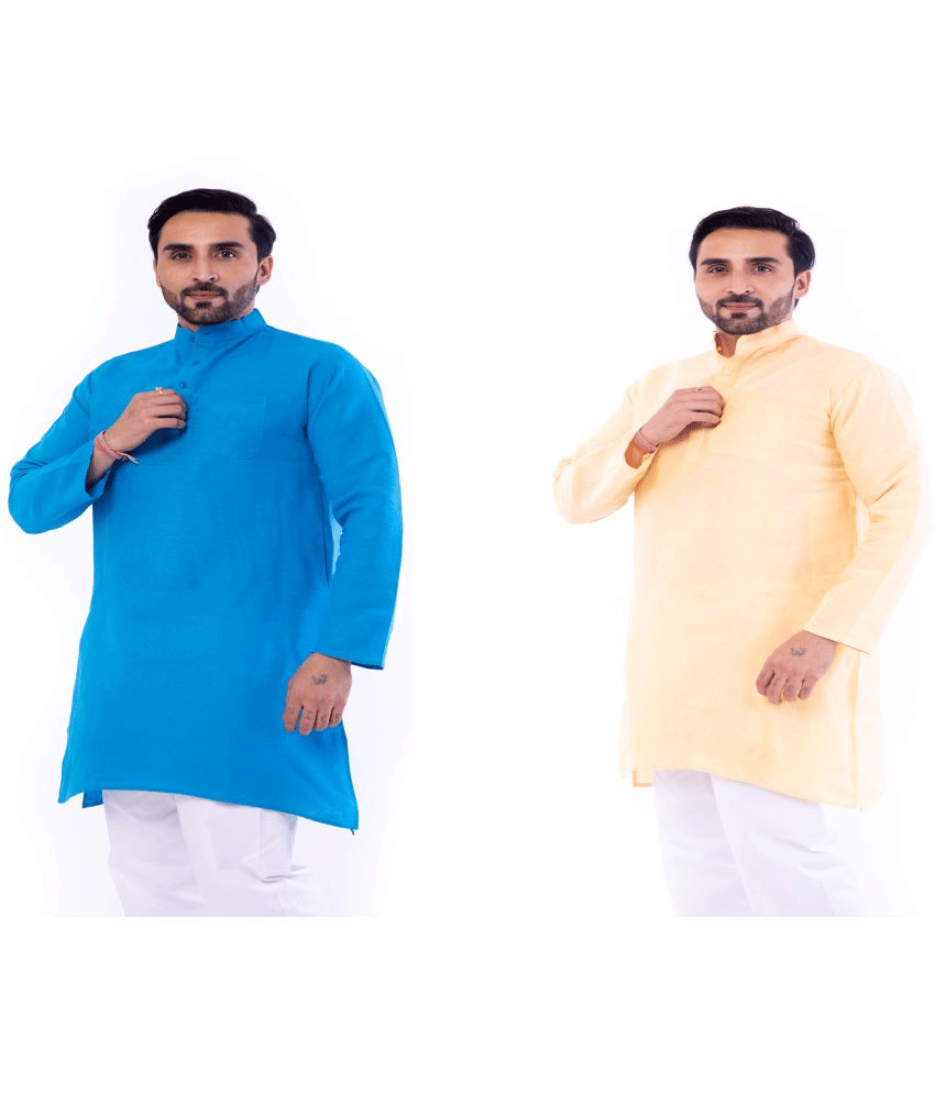 DESHBANDHU DBK Multi Cotton Men's Regular Kurta ( Pack of 2 ) DESHBANDHU DBK Multi Cotton Men's Regular Kurta ( Pack of 2 )