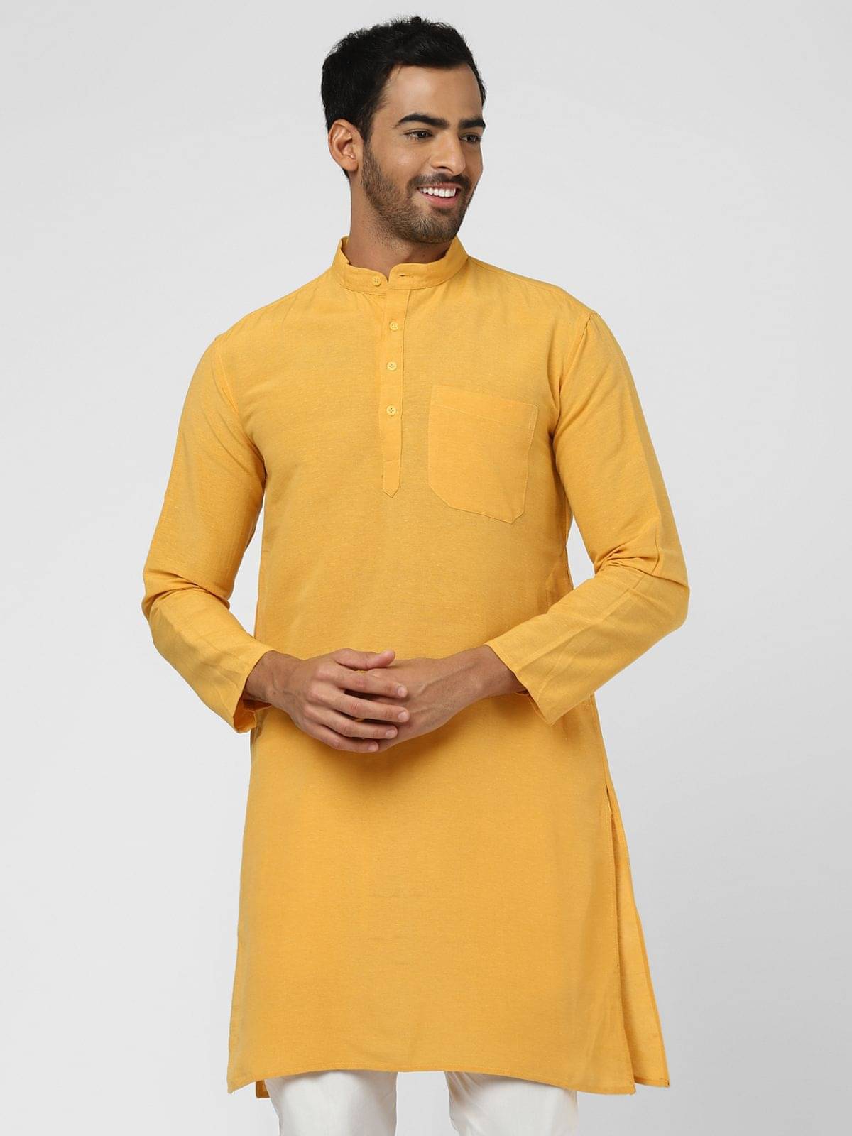     			DESHBANDHU DBK Mustard Cotton Men's Regular Kurta ( Pack of 1 )