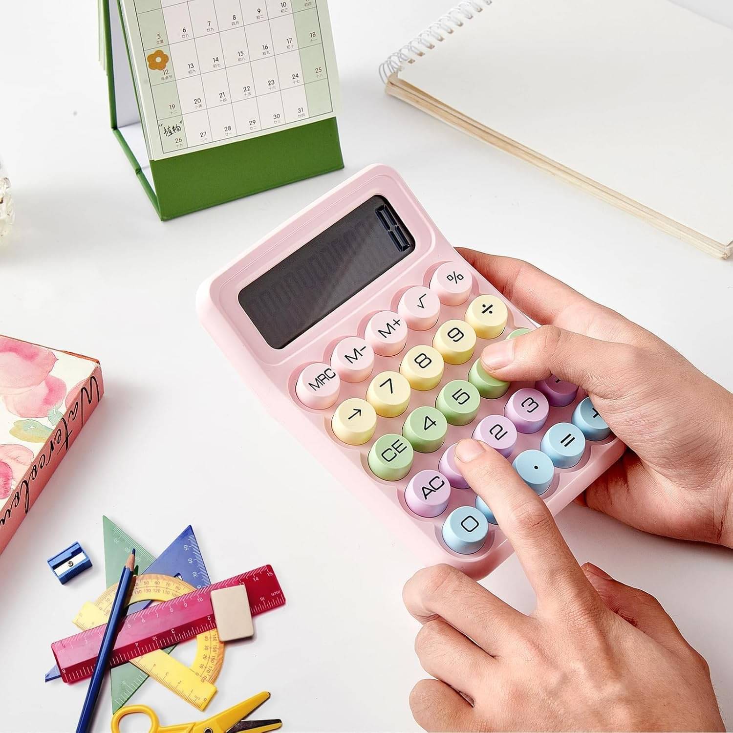     			Desktop Calculator - Big Buttons, 1 Year Warranty, Aesthetic Candy Color, Comfortable Touch, Handheld for Daily Uses, Cute Calculator for Desk Office