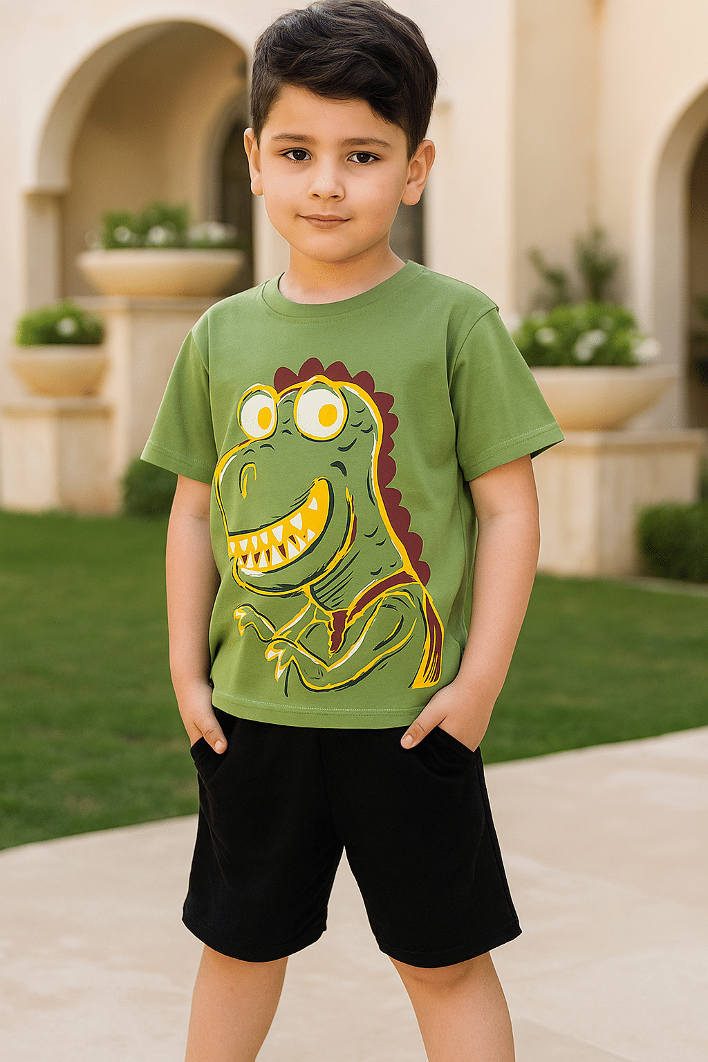 FARAAZ Pack of 1 Boys Cotton T-Shirt & Shorts Set ( Sea Green ) FARAAZ Pack of 1 Boys Cotton T-Shirt & Shorts Set ( Sea Green )