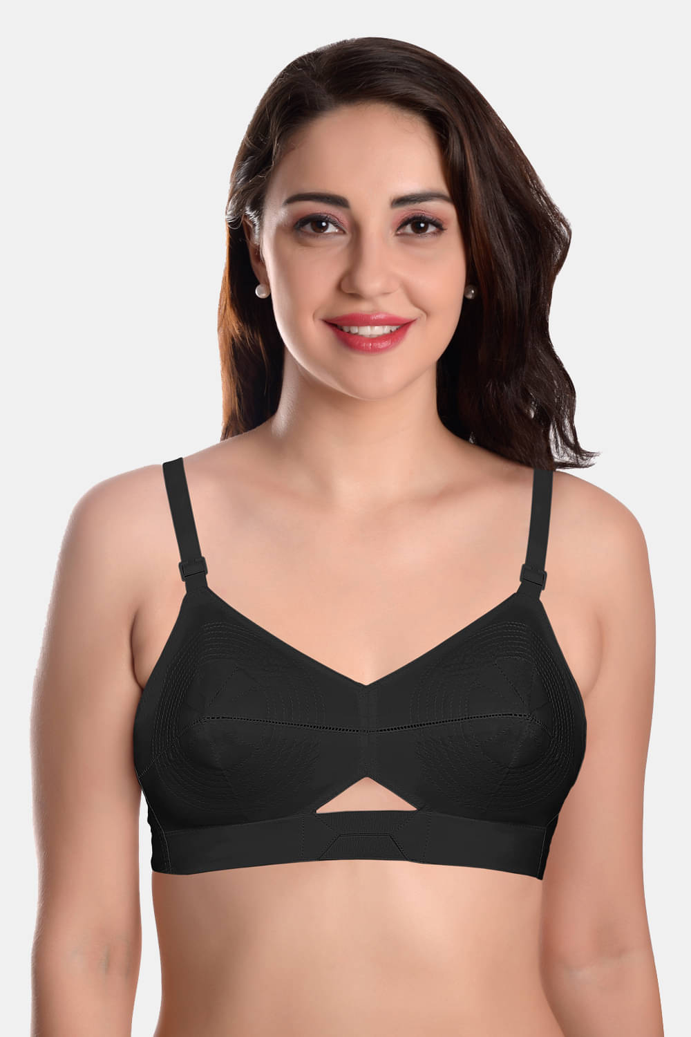 Featherline Pack of 1 Cotton Non Padded Minimizer Bra For Women ( Black )     			Featherline Pack of 1 Cotton Non Padded Minimizer Bra For Women ( Black )