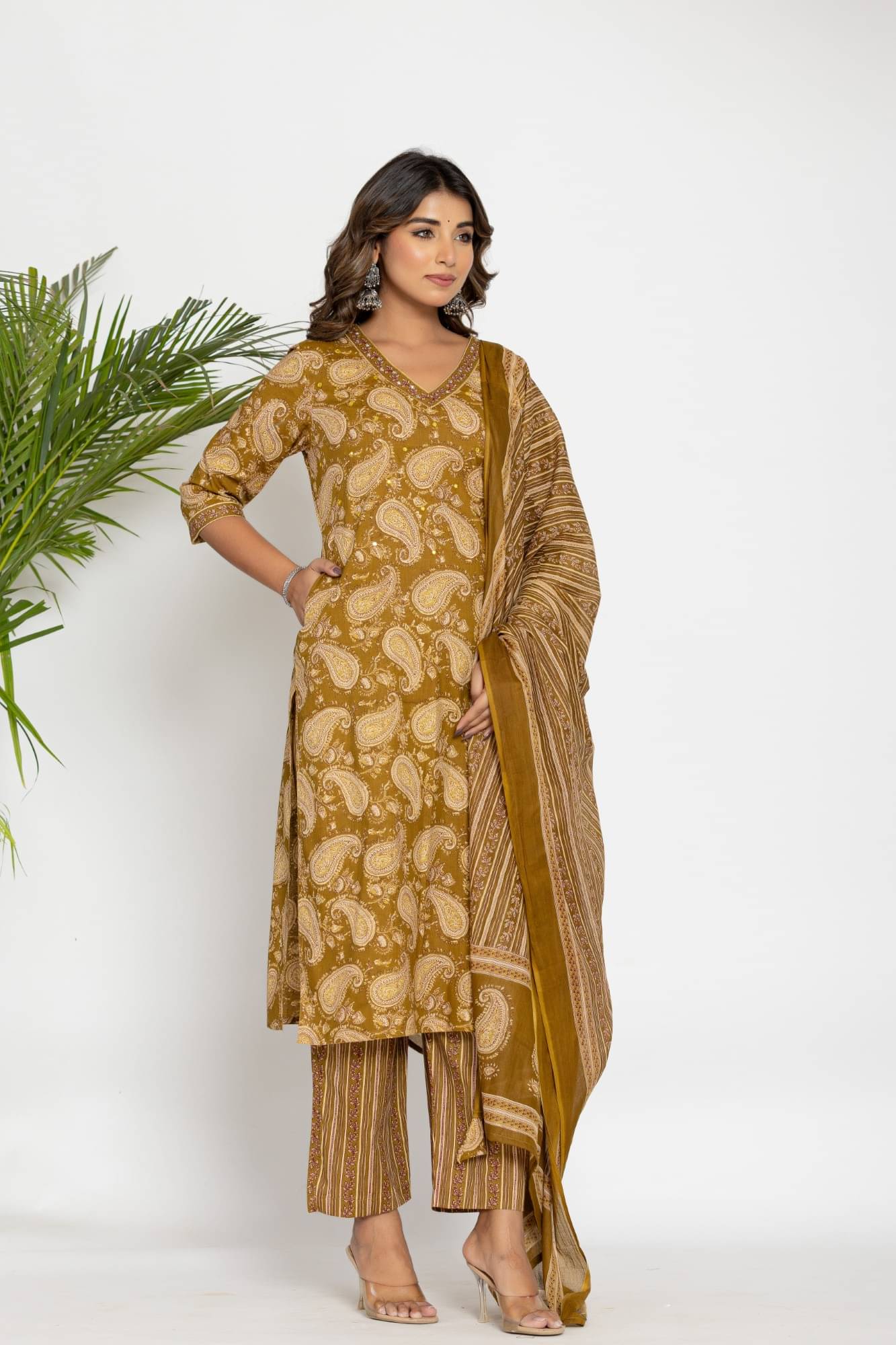 Flavia Creation Women Cotton Printed Straight Kurti With Palazzo ( Mustard )     			Flavia Creation Women Cotton Printed Straight Kurti With Palazzo ( Mustard )
