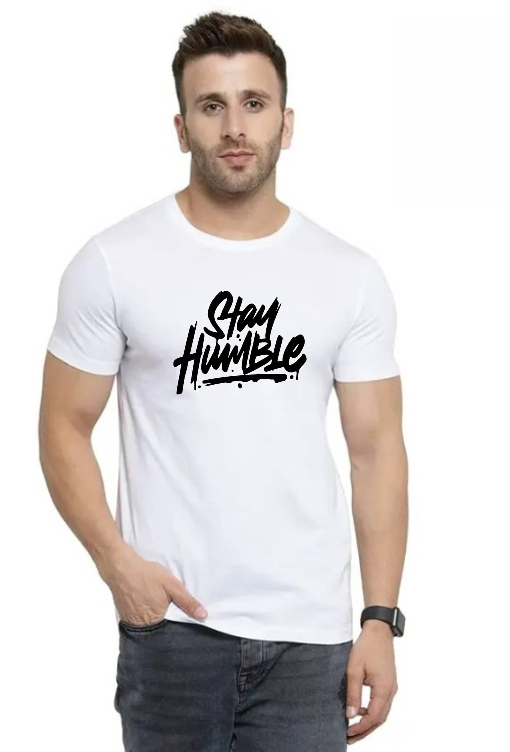 GARBFEB Men Cotton Blend Regular Fit Printed T-Shirt ( White ) GARBFEB Men Cotton Blend Regular Fit Printed T-Shirt ( White )
