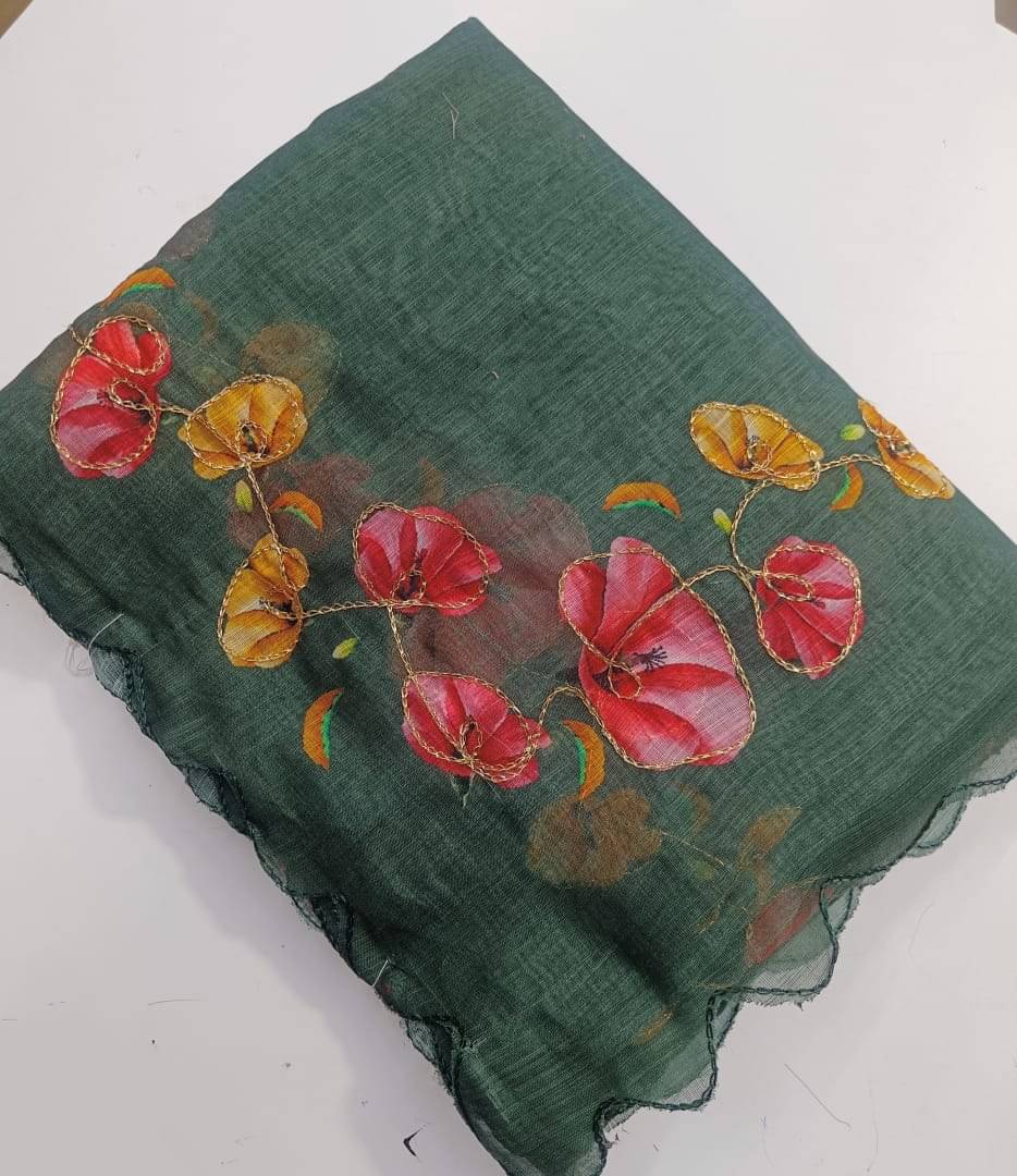 GOPI SAREE Linen Printed Regular Saree With Unstitched Blouse Piece ( Multicolor 2 ) GOPI SAREE Linen Printed Regular Saree With Unstitched Blouse Piece ( Multicolor 2 )