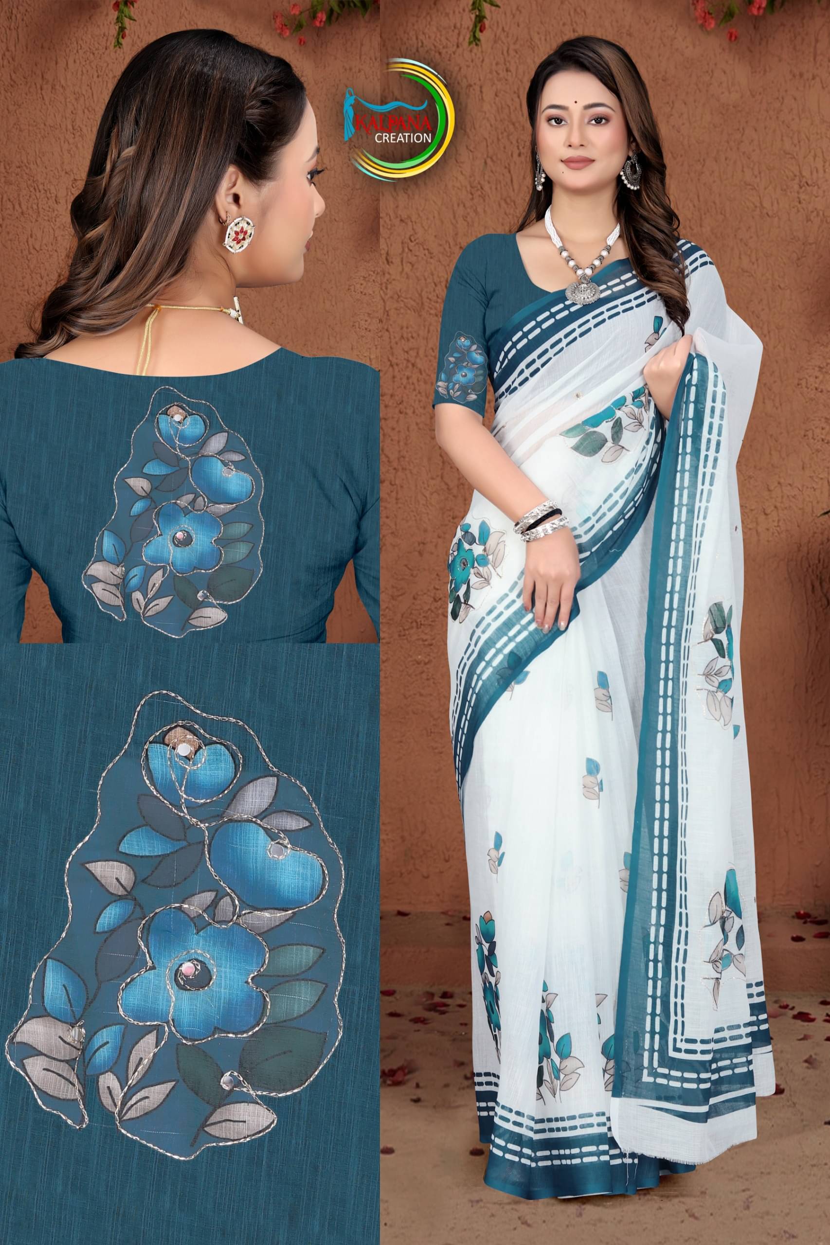     			GOPI SAREE Linen Printed Regular Saree With Unstitched Blouse Piece ( Multicolor 2 )