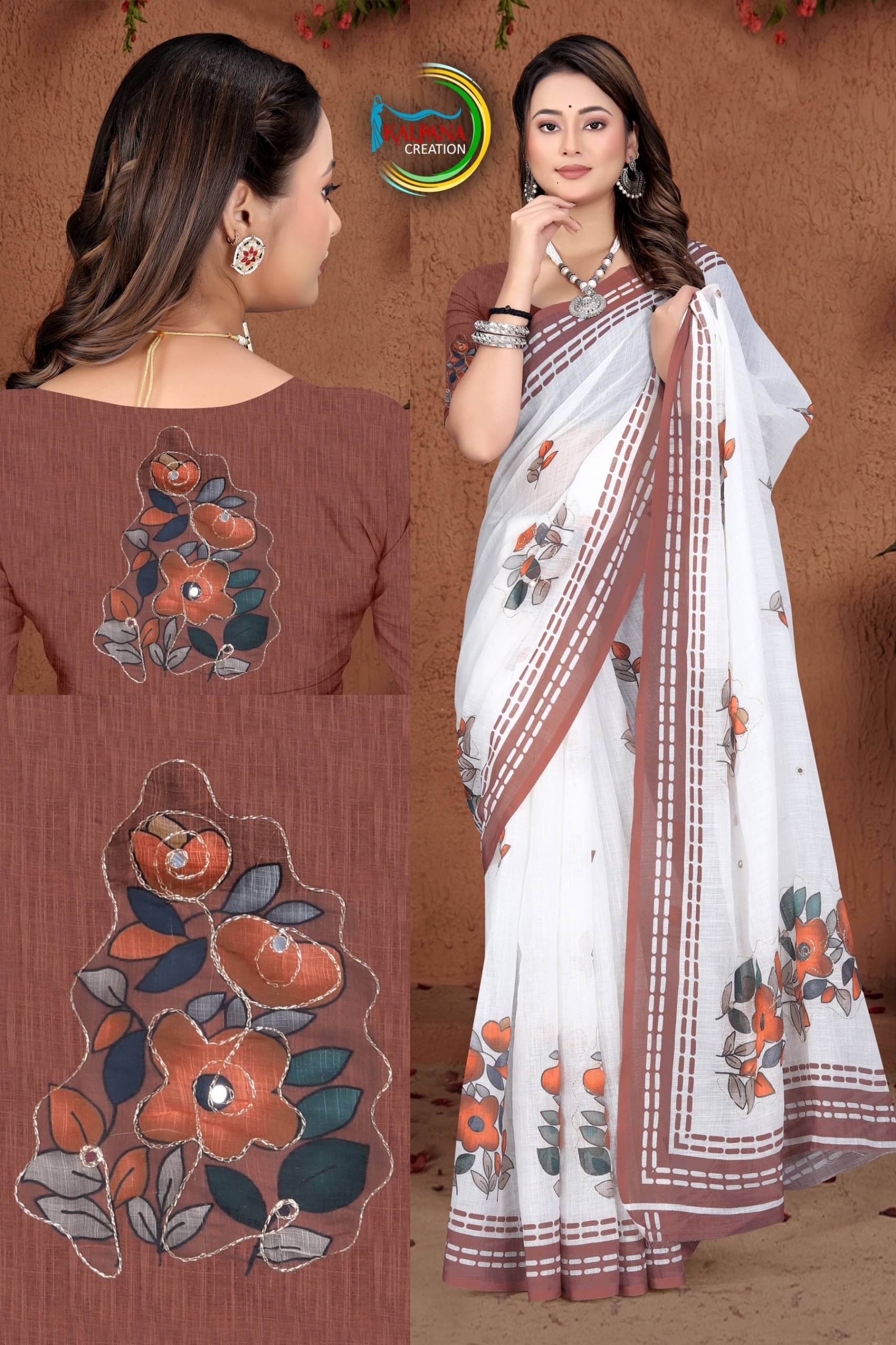 GOPI SAREE Linen Printed Regular Saree With Unstitched Blouse Piece ( Multicolor 2 ) GOPI SAREE Linen Printed Regular Saree With Unstitched Blouse Piece ( Multicolor 2 )