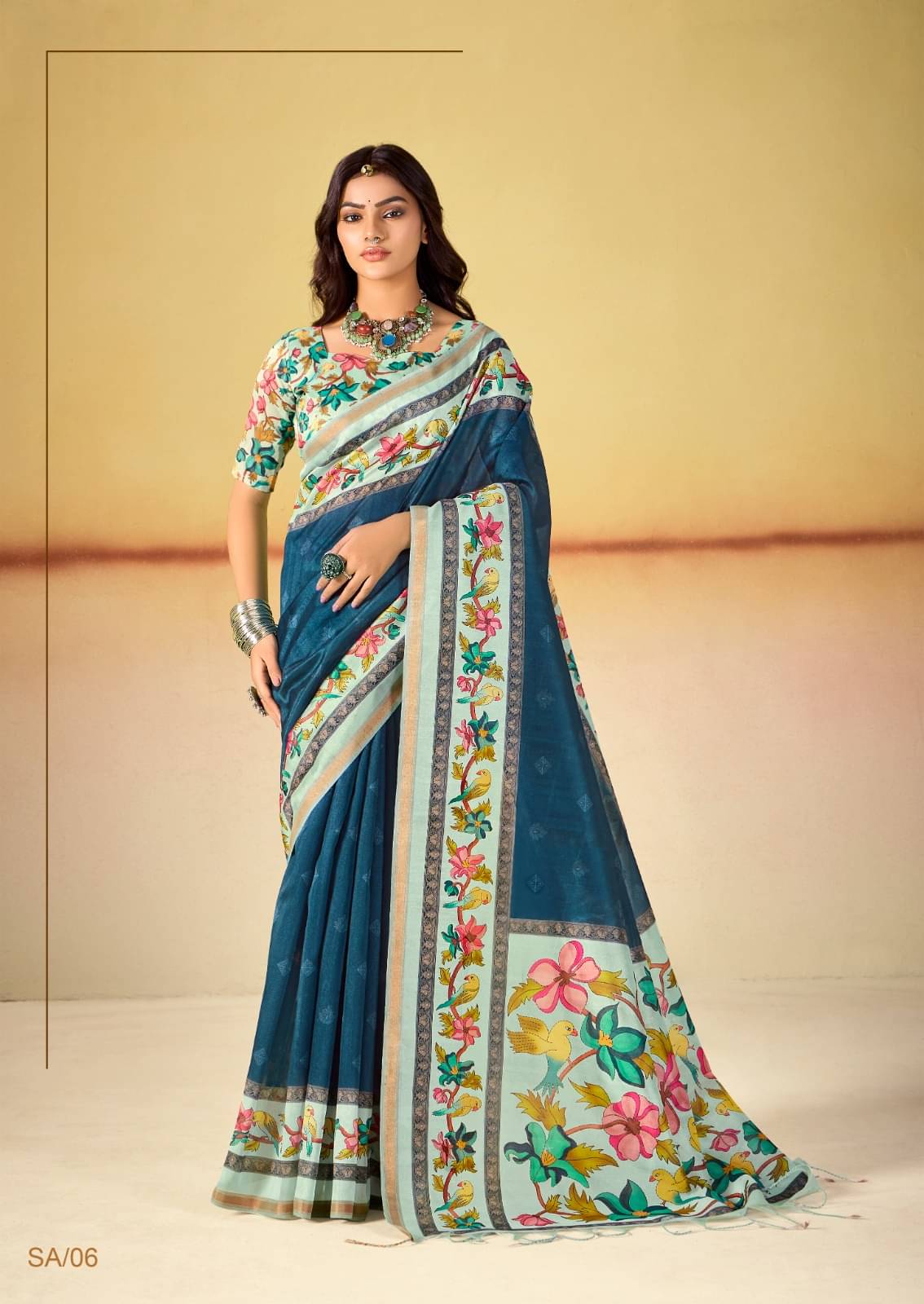GOPI SAREE Linen Printed Regular Saree With Unstitched Blouse Piece ( Multicolor 2 ) GOPI SAREE Linen Printed Regular Saree With Unstitched Blouse Piece ( Multicolor 2 )