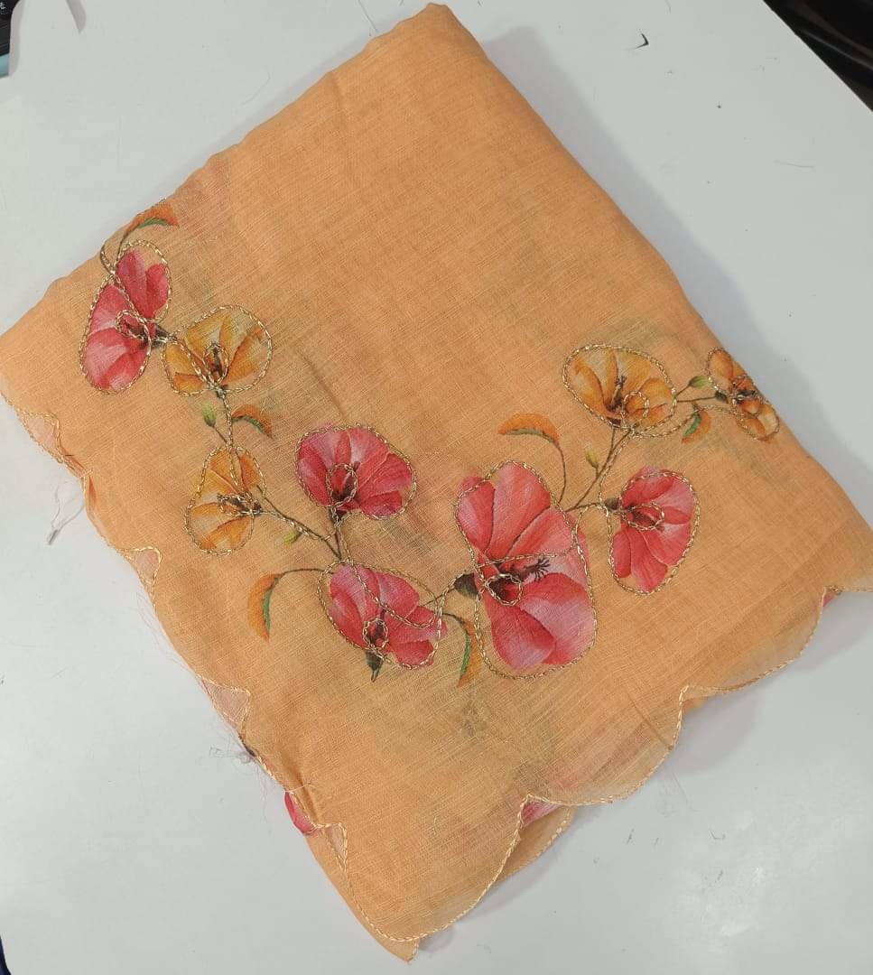 GOPI SAREE Linen Printed Regular Saree With Unstitched Blouse Piece ( Multicolor 2 ) GOPI SAREE Linen Printed Regular Saree With Unstitched Blouse Piece ( Multicolor 2 )