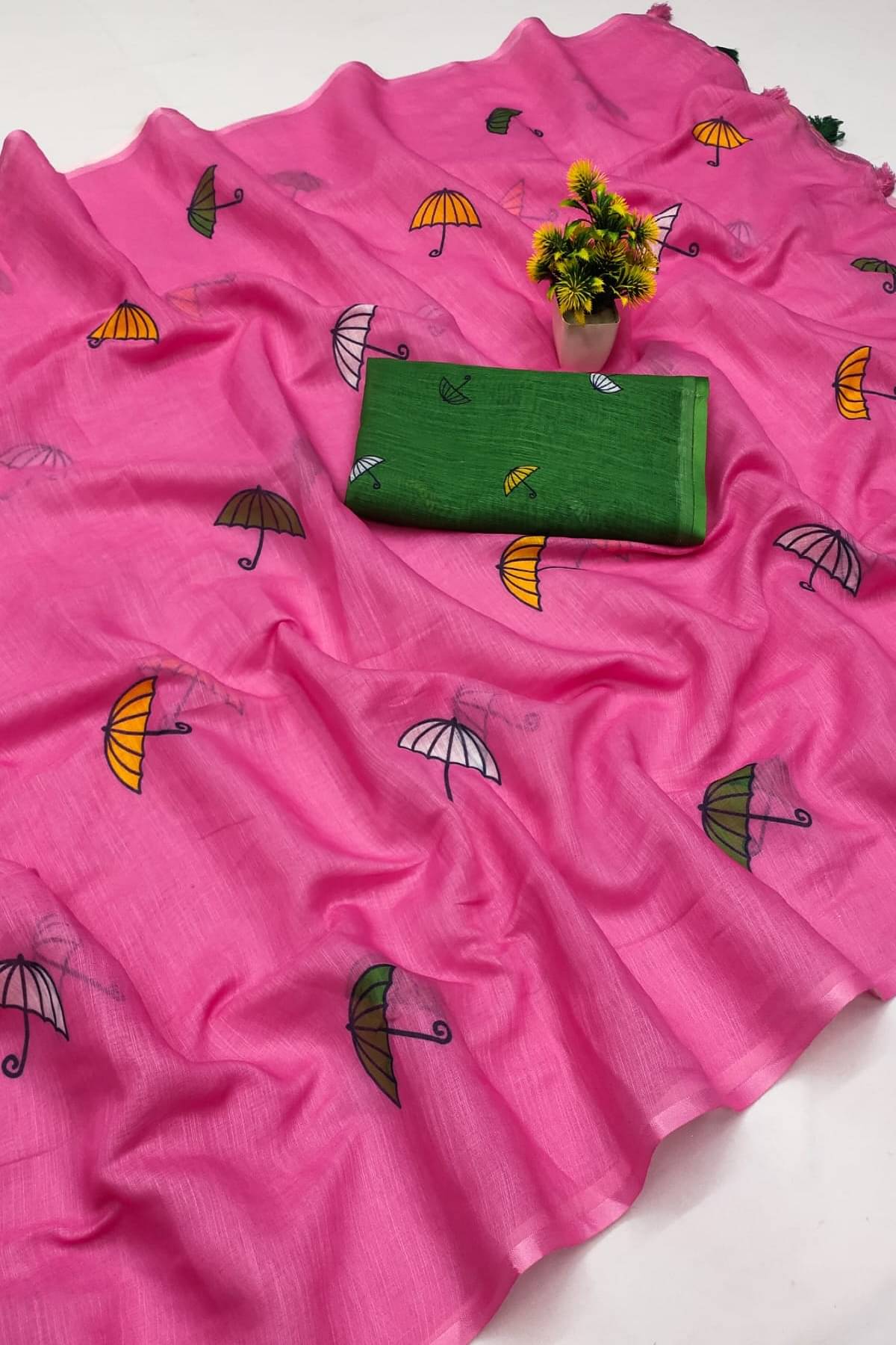 GOPI SAREE Linen Printed Regular Saree With Unstitched Blouse Piece ( Multicolor 2 ) GOPI SAREE Linen Printed Regular Saree With Unstitched Blouse Piece ( Multicolor 2 )
