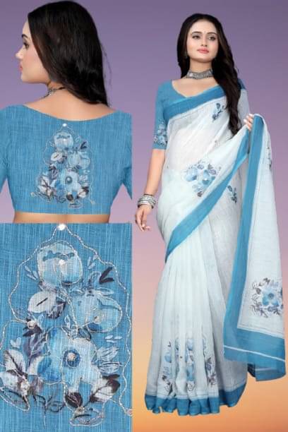 GOPI SAREE Linen Printed Regular Saree With Unstitched Blouse Piece ( Multicolor 2 ) GOPI SAREE Linen Printed Regular Saree With Unstitched Blouse Piece ( Multicolor 2 )