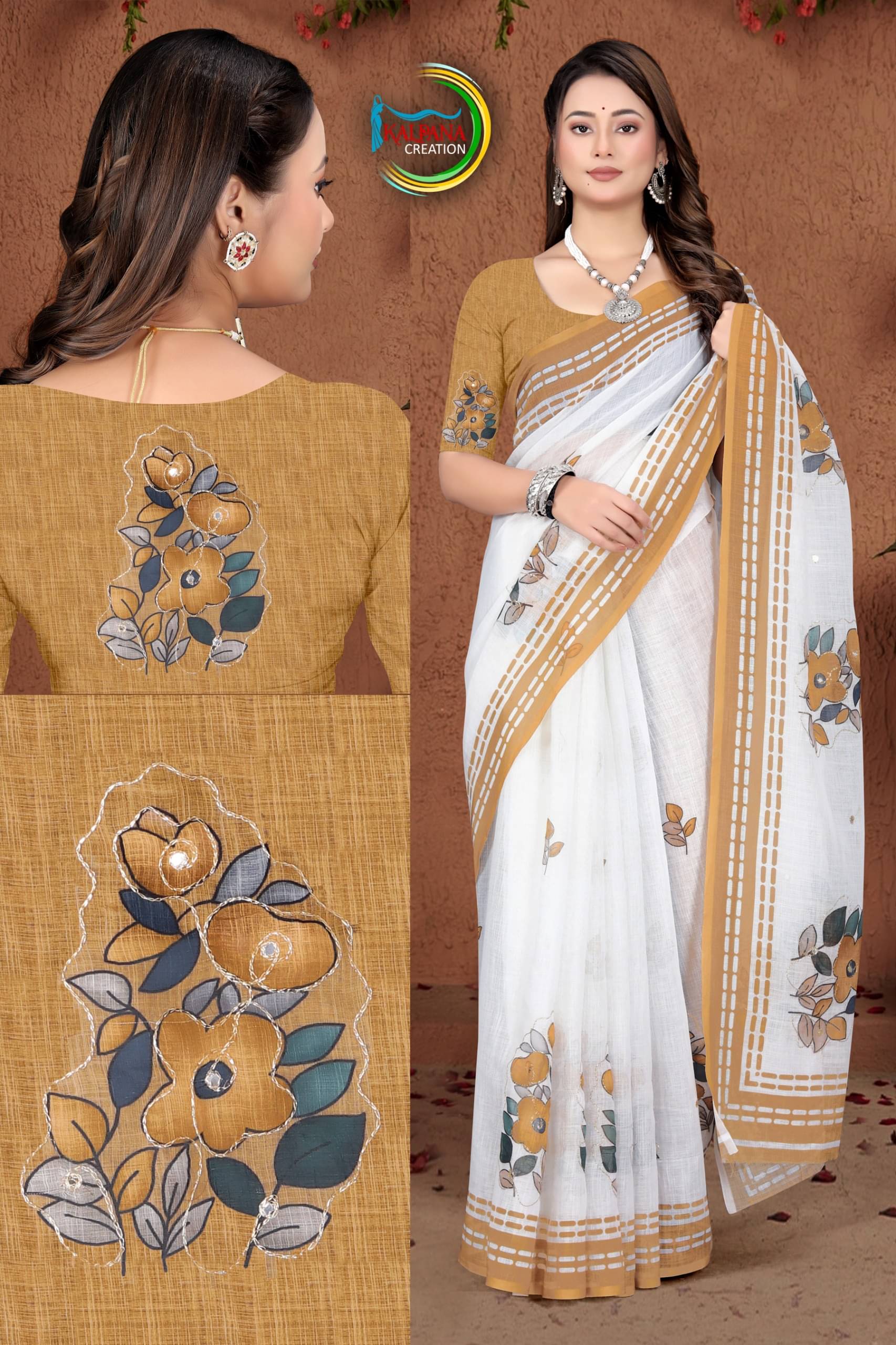 GOPI SAREE Linen Printed Regular Saree With Unstitched Blouse Piece ( Multicolor 2 ) GOPI SAREE Linen Printed Regular Saree With Unstitched Blouse Piece ( Multicolor 2 )