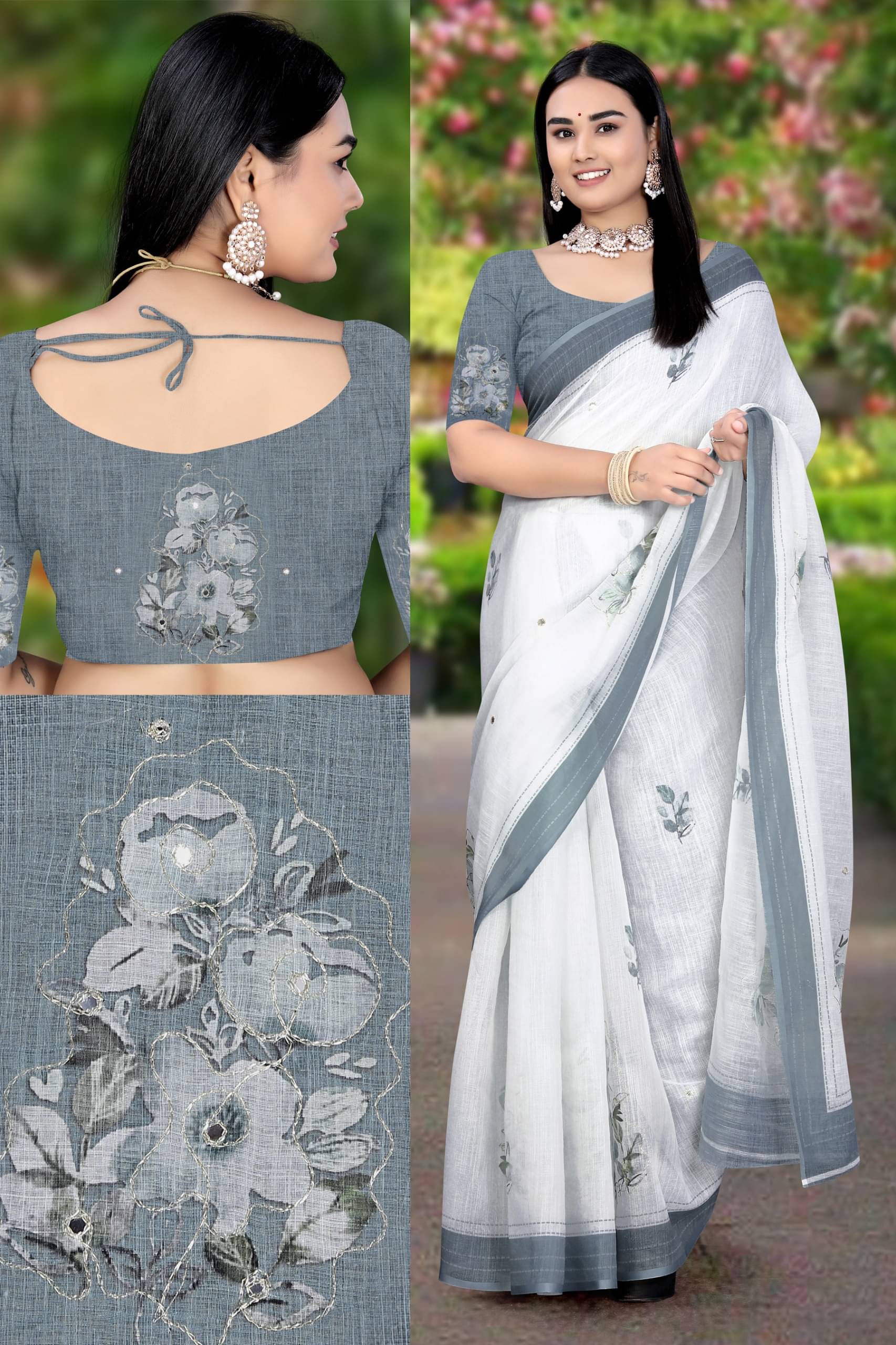 GOPI SAREE Linen Printed Regular Saree With Unstitched Blouse Piece ( Multicolor 2 ) GOPI SAREE Linen Printed Regular Saree With Unstitched Blouse Piece ( Multicolor 2 )