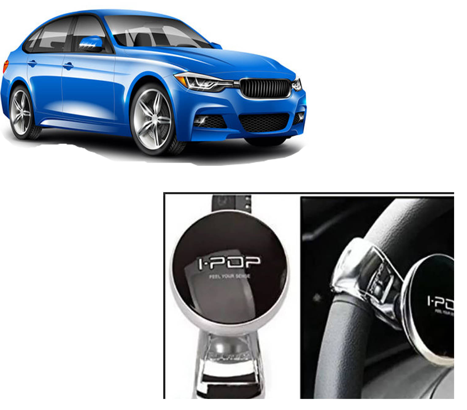 I-Pop Black Car Steering Wheel Power Holder Knob Pack of 1 I-Pop Black Car Steering Wheel Power Holder Knob Pack of 1