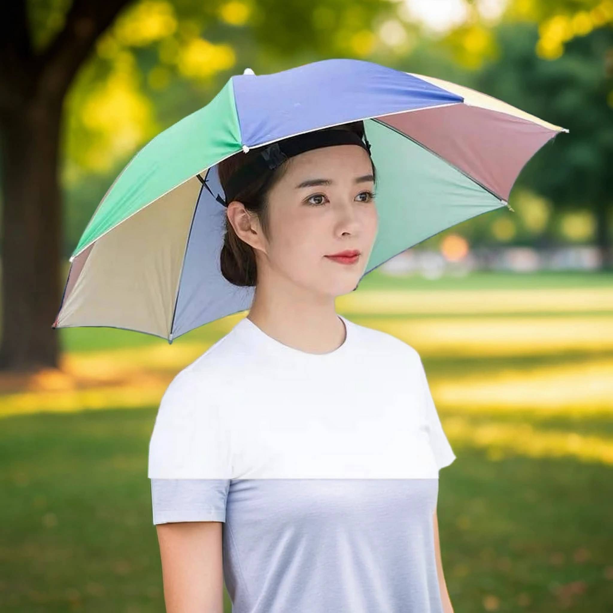 Infispace 1 Fold Manual Hat Headwear Umbrella ( Multi , Rainbow Design ) Infispace 1 Fold Manual Hat Headwear Umbrella ( Multi , Rainbow Design )