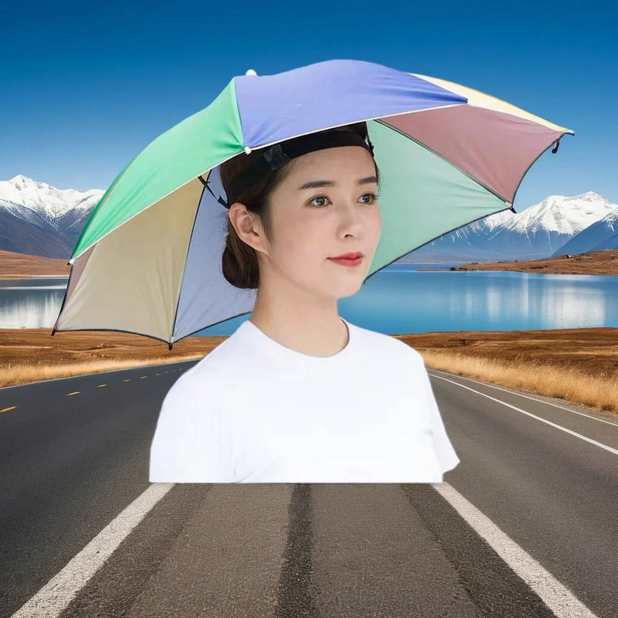 Infispace 1 Fold Manual Hat Headwear Umbrella ( Multi , Rainbow Design ) Infispace 1 Fold Manual Hat Headwear Umbrella ( Multi , Rainbow Design )
