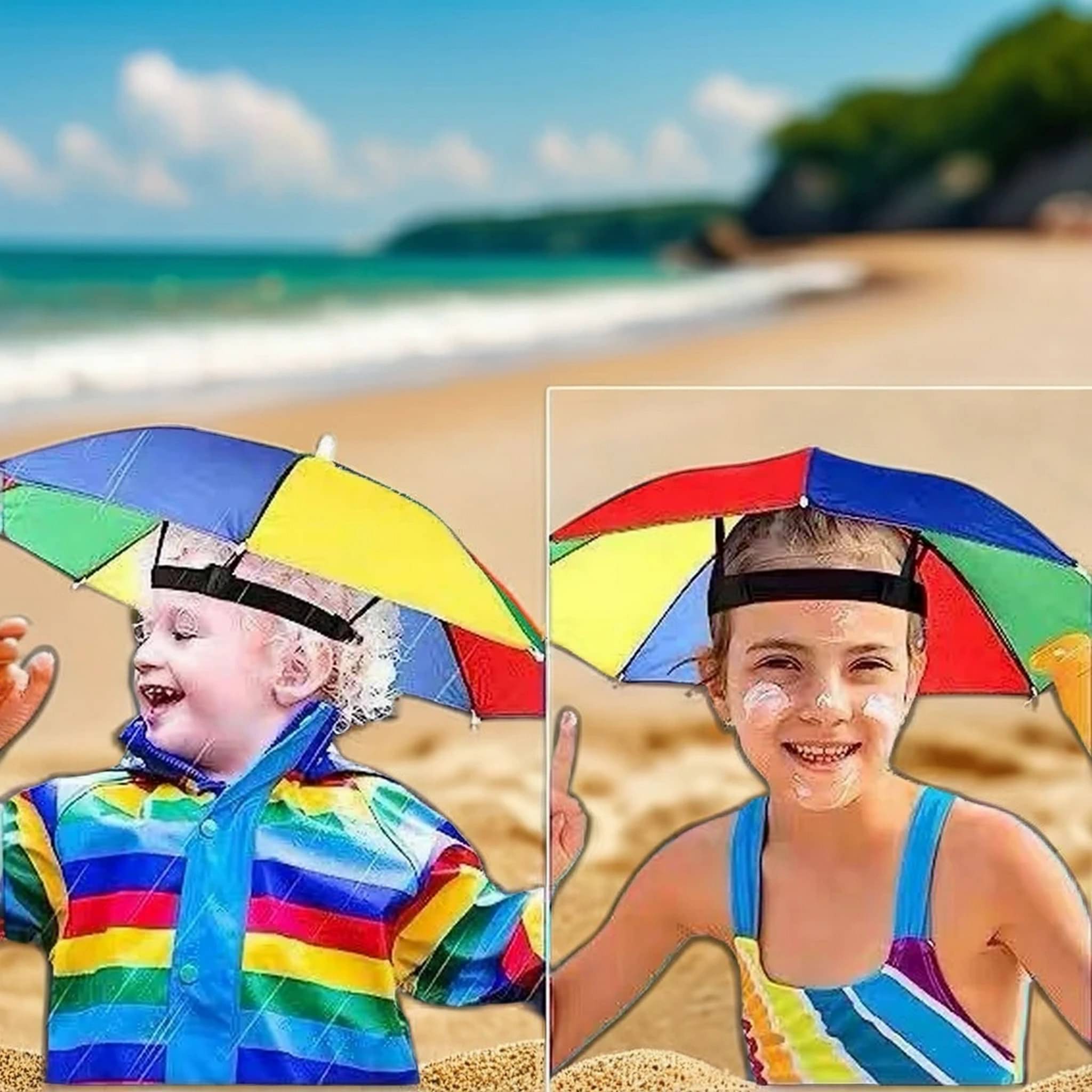 Infispace 1 Fold Manual Hat Headwear Umbrella ( Multi , Rainbow Design ) Infispace 1 Fold Manual Hat Headwear Umbrella ( Multi , Rainbow Design )