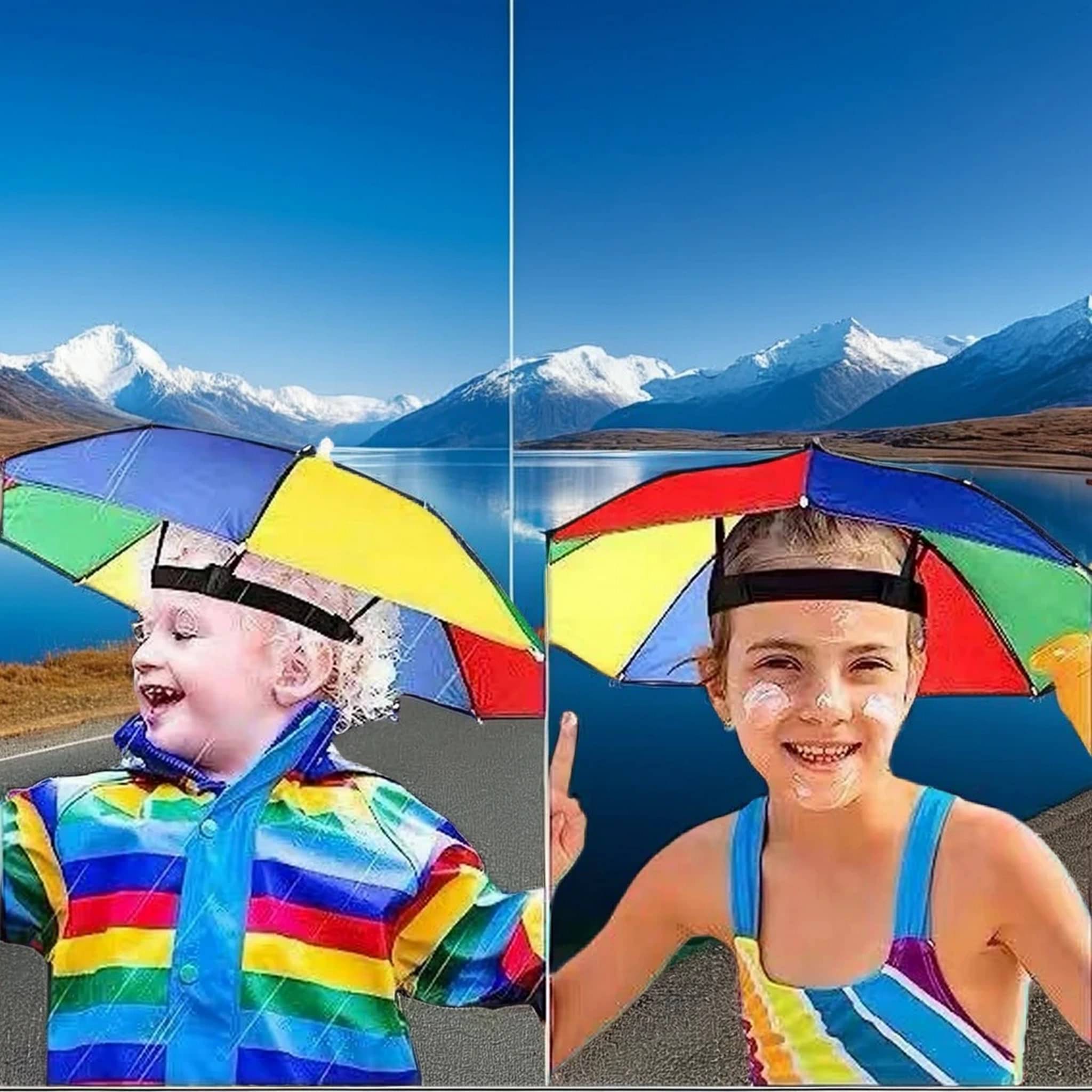 Infispace 1 Fold Manual Hat Headwear Umbrella ( Multi , Rainbow Design ) Infispace 1 Fold Manual Hat Headwear Umbrella ( Multi , Rainbow Design )