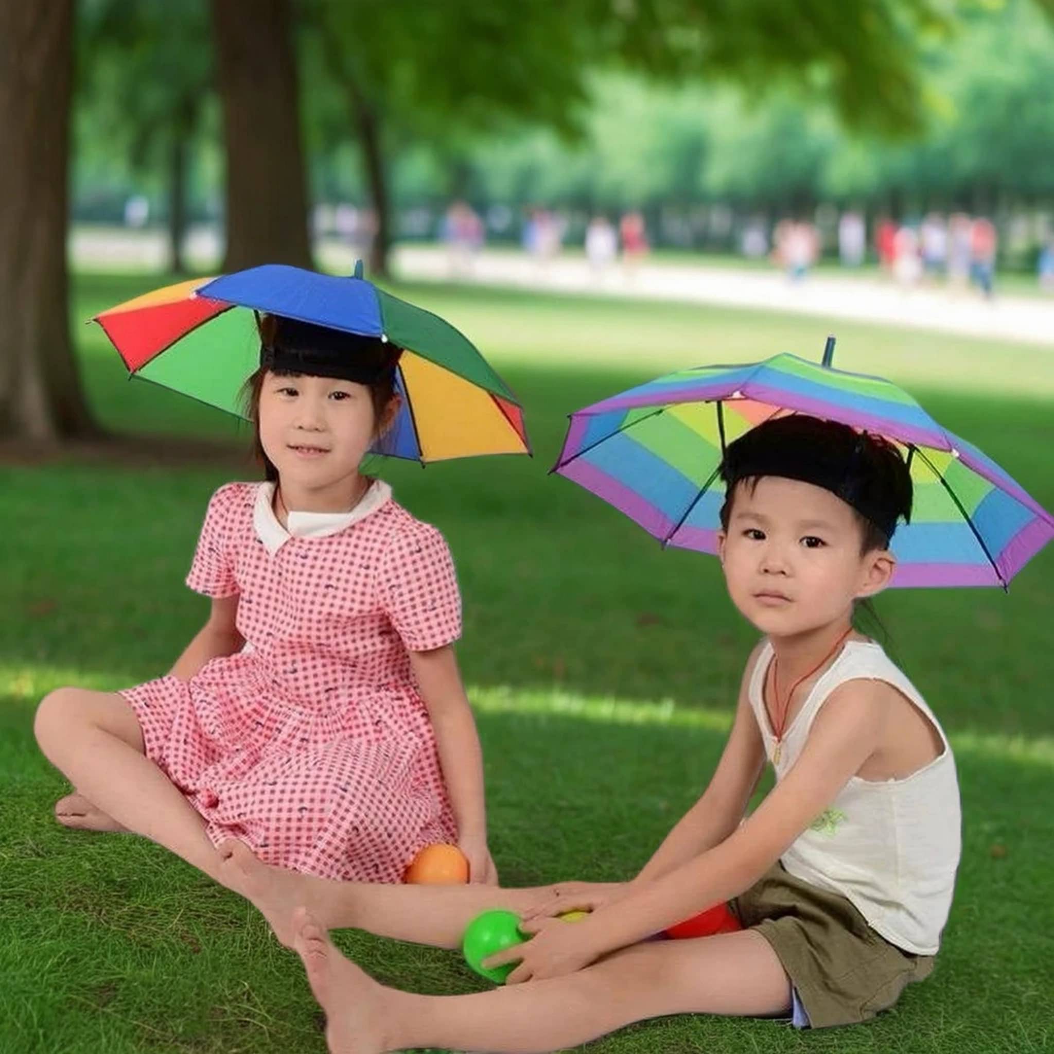     			Infispace 1 Fold Manual Hat Headwear Umbrella ( Multi , Rainbow Design )