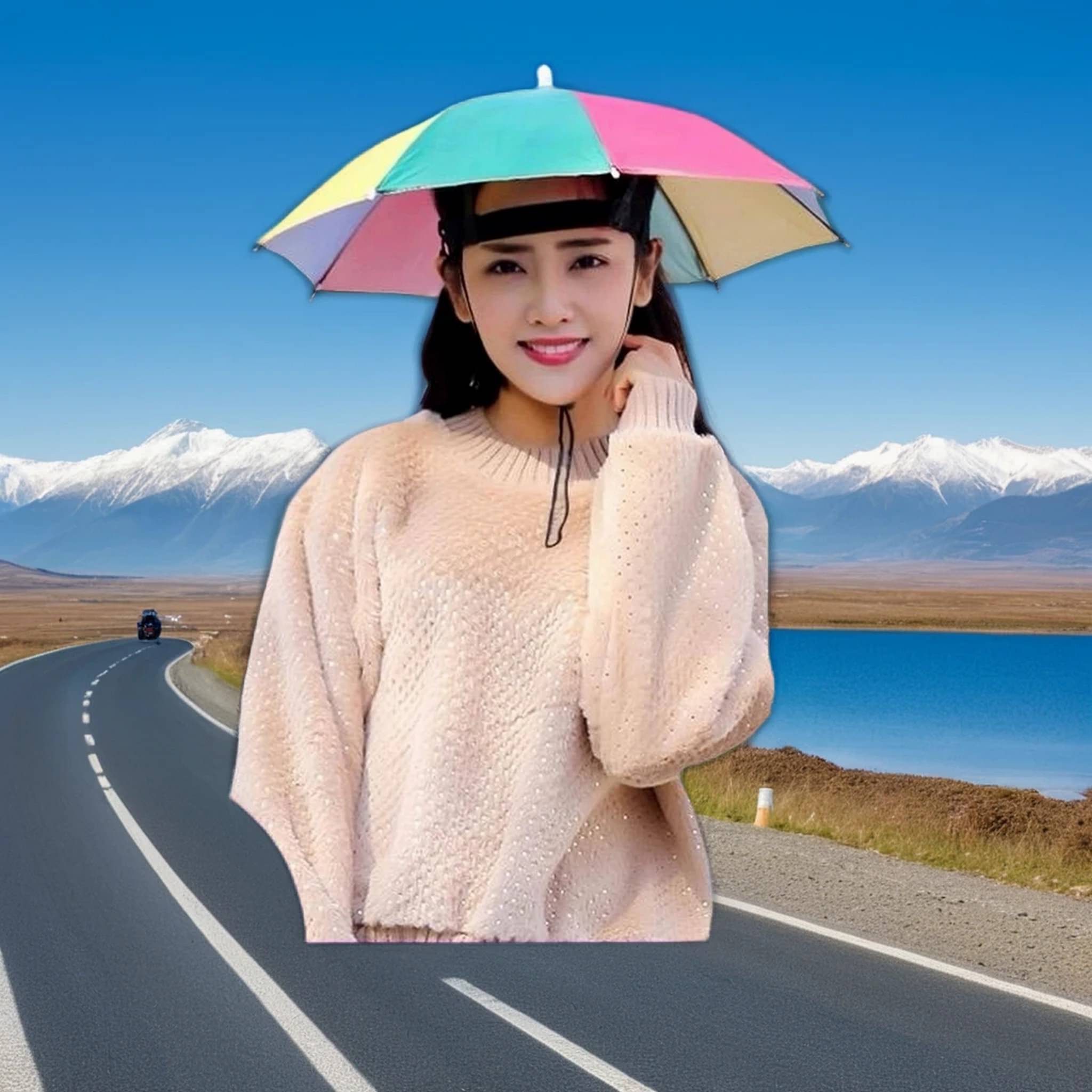 Infispace 1 Fold Manual Hat Headwear Umbrella ( Multi , Rainbow Design ) Infispace 1 Fold Manual Hat Headwear Umbrella ( Multi , Rainbow Design )