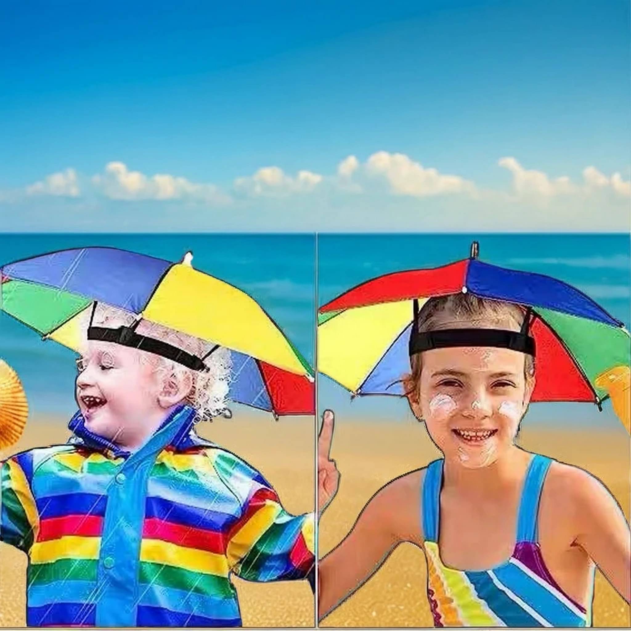 Infispace 1 Fold Manual Hat Headwear Umbrella ( Multi , Rainbow Design ) Infispace 1 Fold Manual Hat Headwear Umbrella ( Multi , Rainbow Design )