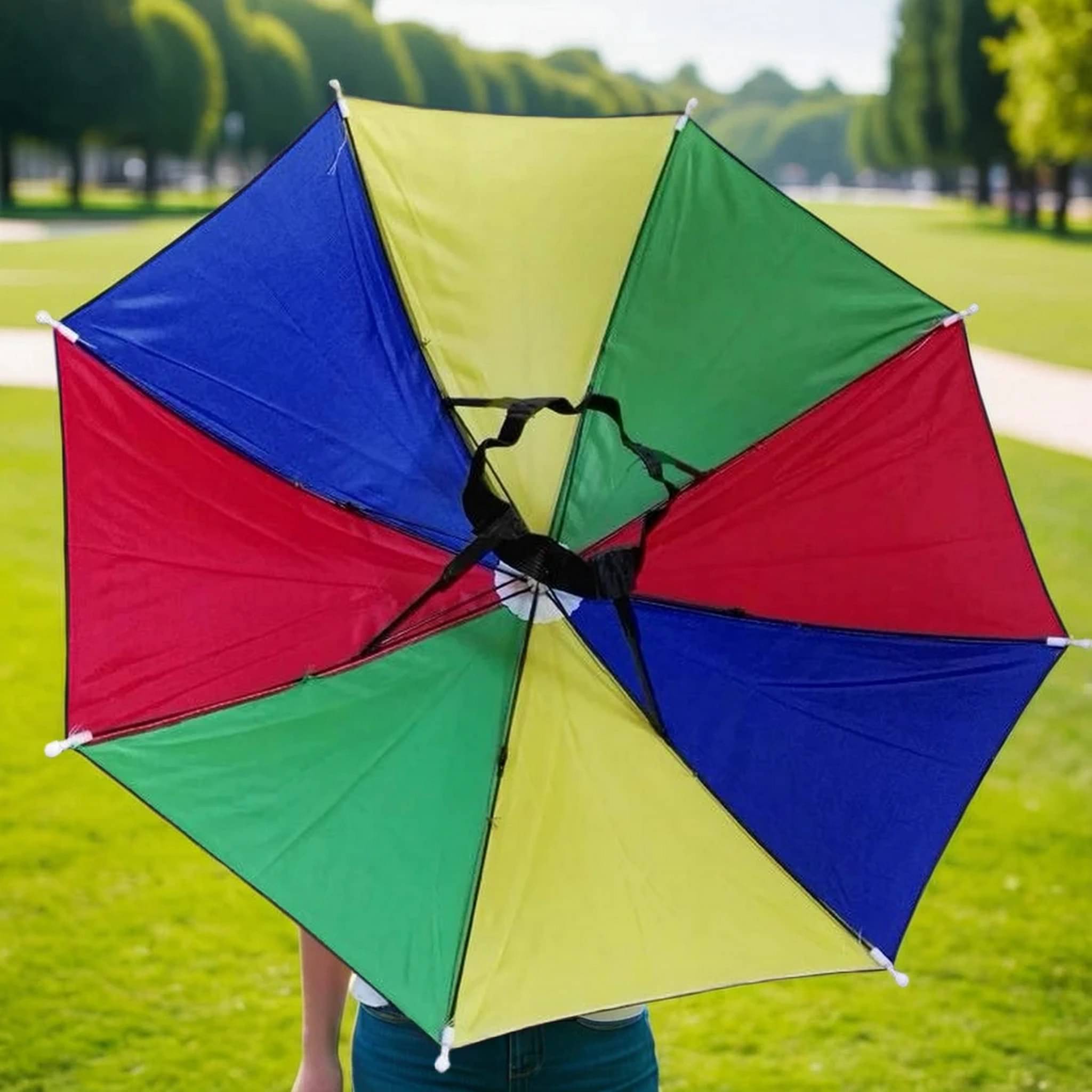 Infispace 1 Fold Manual Hat Headwear Umbrella ( Multi , Rainbow Design ) Infispace 1 Fold Manual Hat Headwear Umbrella ( Multi , Rainbow Design )