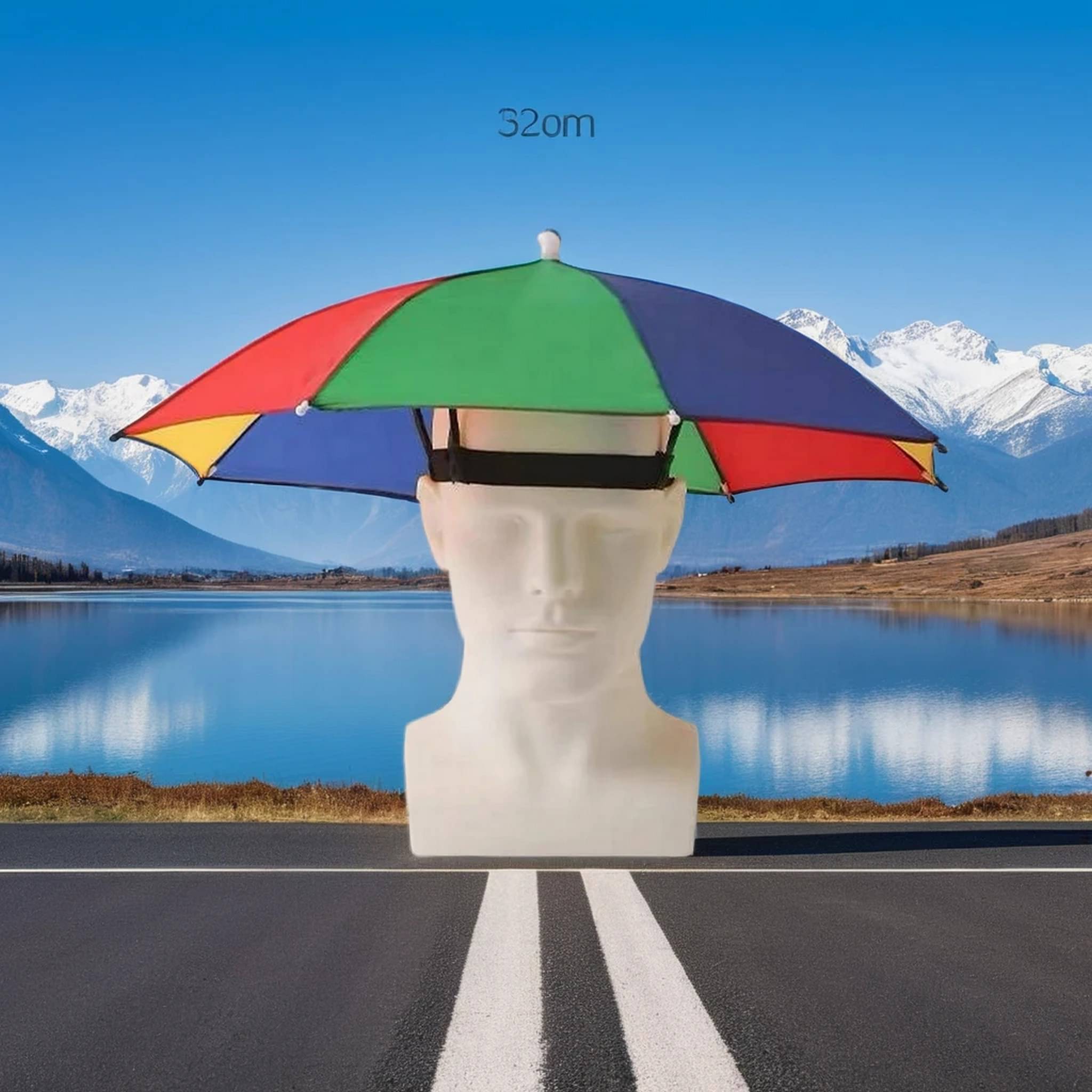 Infispace 1 Fold Manual Hat Headwear Umbrella ( Multi , Rainbow Design ) Infispace 1 Fold Manual Hat Headwear Umbrella ( Multi , Rainbow Design )