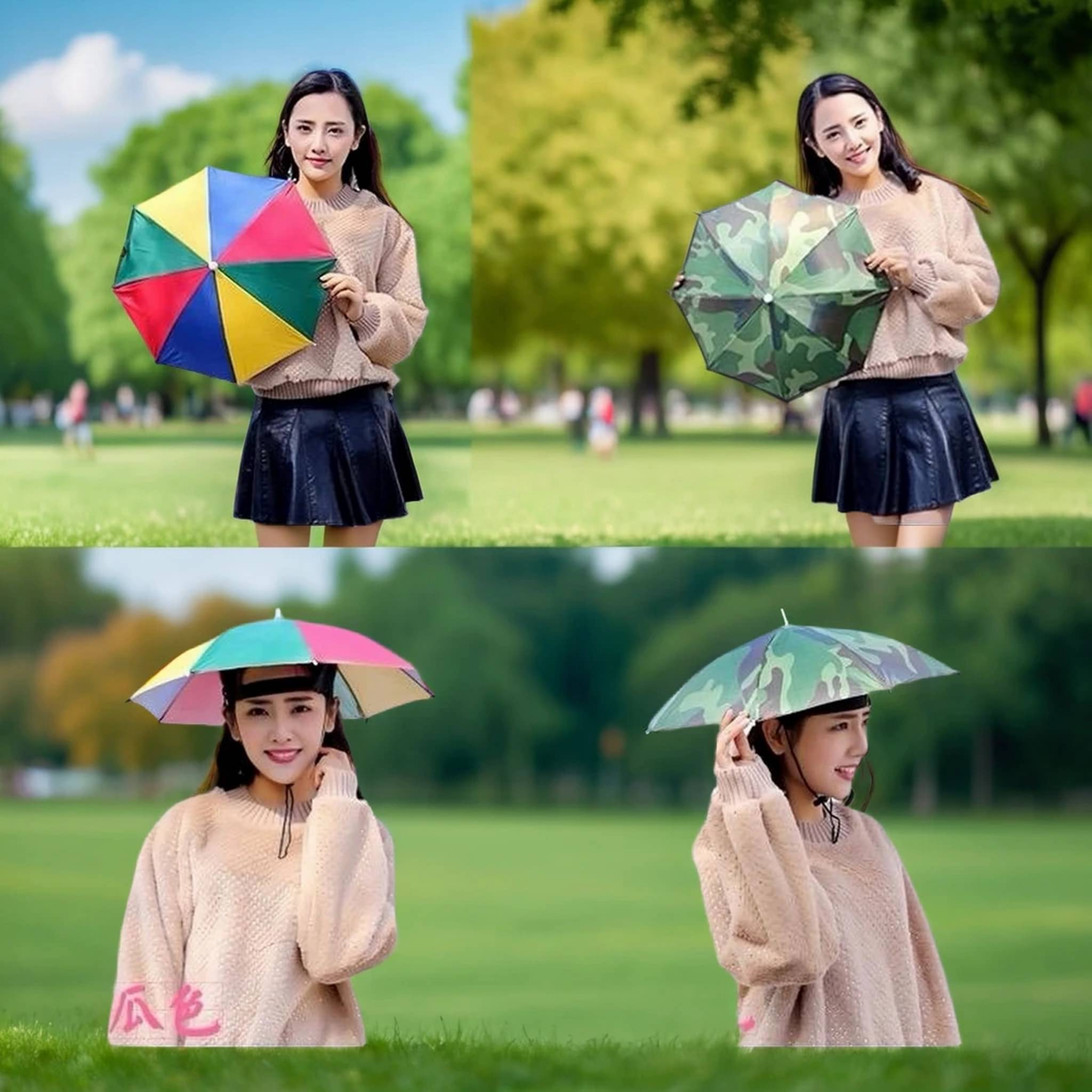 Infispace 1 Fold Manual Hat Headwear Umbrella ( Multi , Rainbow Design ) Infispace 1 Fold Manual Hat Headwear Umbrella ( Multi , Rainbow Design )