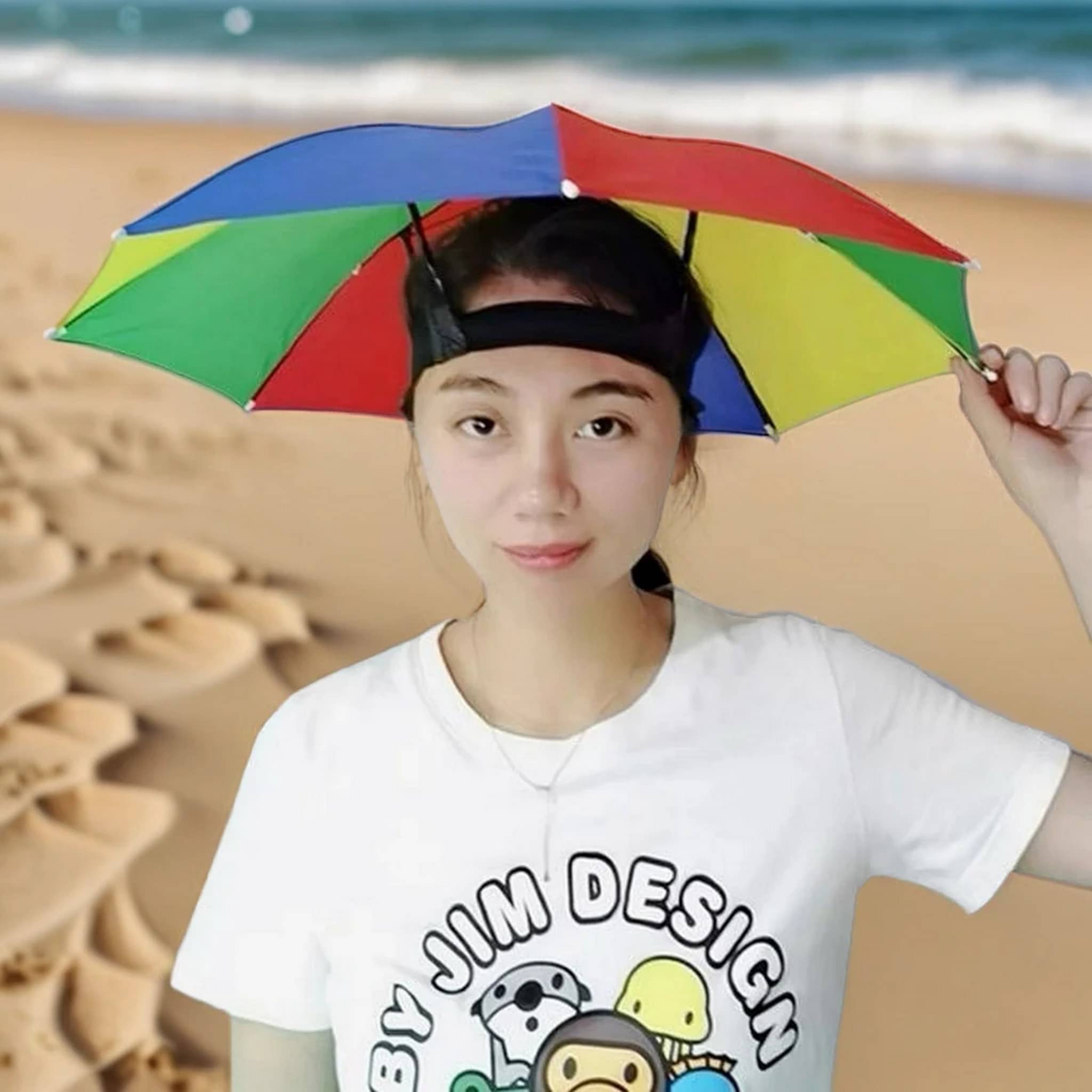 Infispace 1 Fold Manual Hat Headwear Umbrella ( Multi , Rainbow Design ) Infispace 1 Fold Manual Hat Headwear Umbrella ( Multi , Rainbow Design )