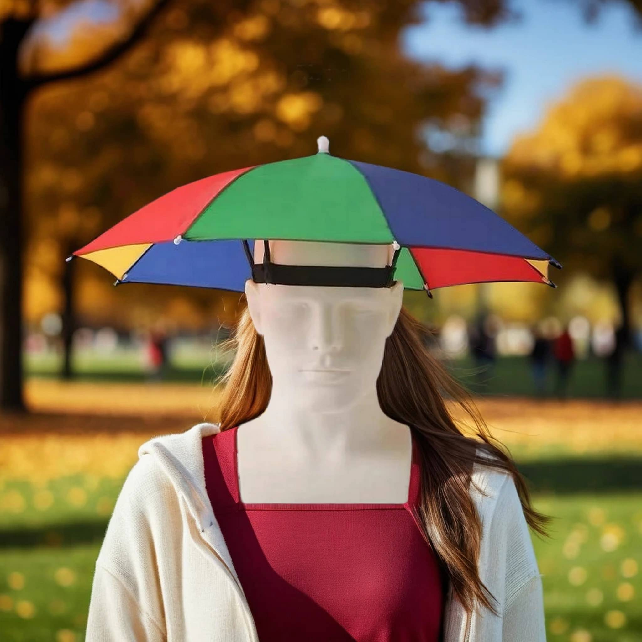 Infispace 1 Fold Manual Hat Headwear Umbrella ( Multi , Rainbow Design ) Infispace 1 Fold Manual Hat Headwear Umbrella ( Multi , Rainbow Design )