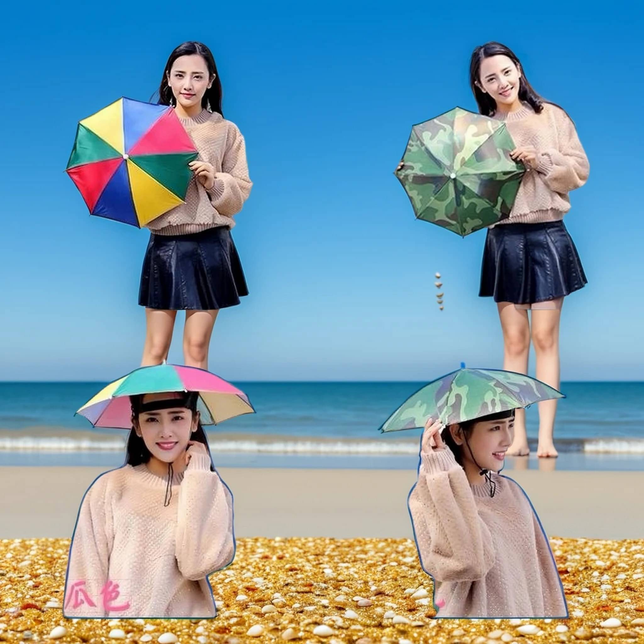 Infispace 1 Fold Manual Hat Headwear Umbrella ( Multi , Rainbow Design ) Infispace 1 Fold Manual Hat Headwear Umbrella ( Multi , Rainbow Design )
