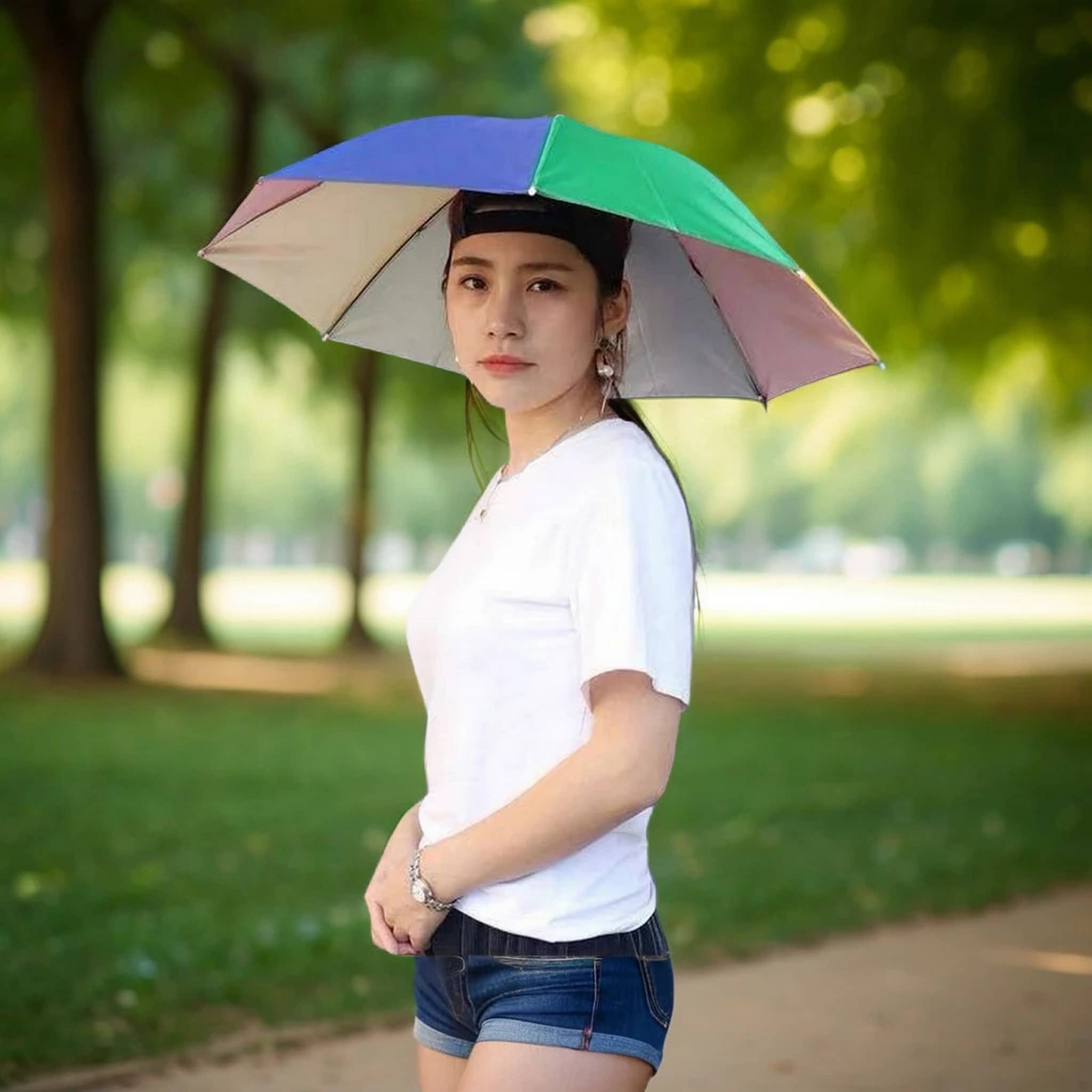 Infispace 1 Fold Manual Hat Headwear Umbrella ( Multi , Rainbow Design ) Infispace 1 Fold Manual Hat Headwear Umbrella ( Multi , Rainbow Design )