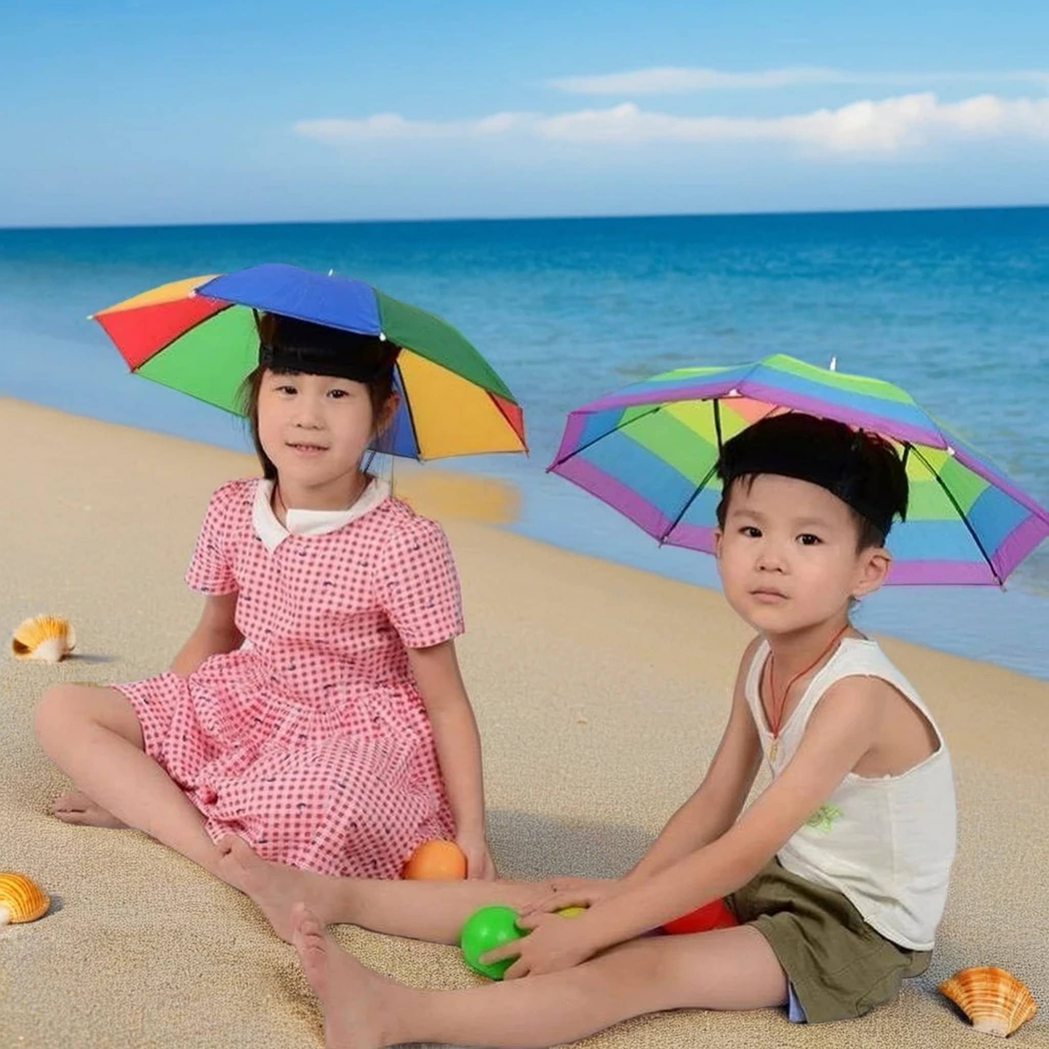 Infispace 1 Fold Manual Hat Headwear Umbrella ( Multi , Rainbow Design ) Infispace 1 Fold Manual Hat Headwear Umbrella ( Multi , Rainbow Design )