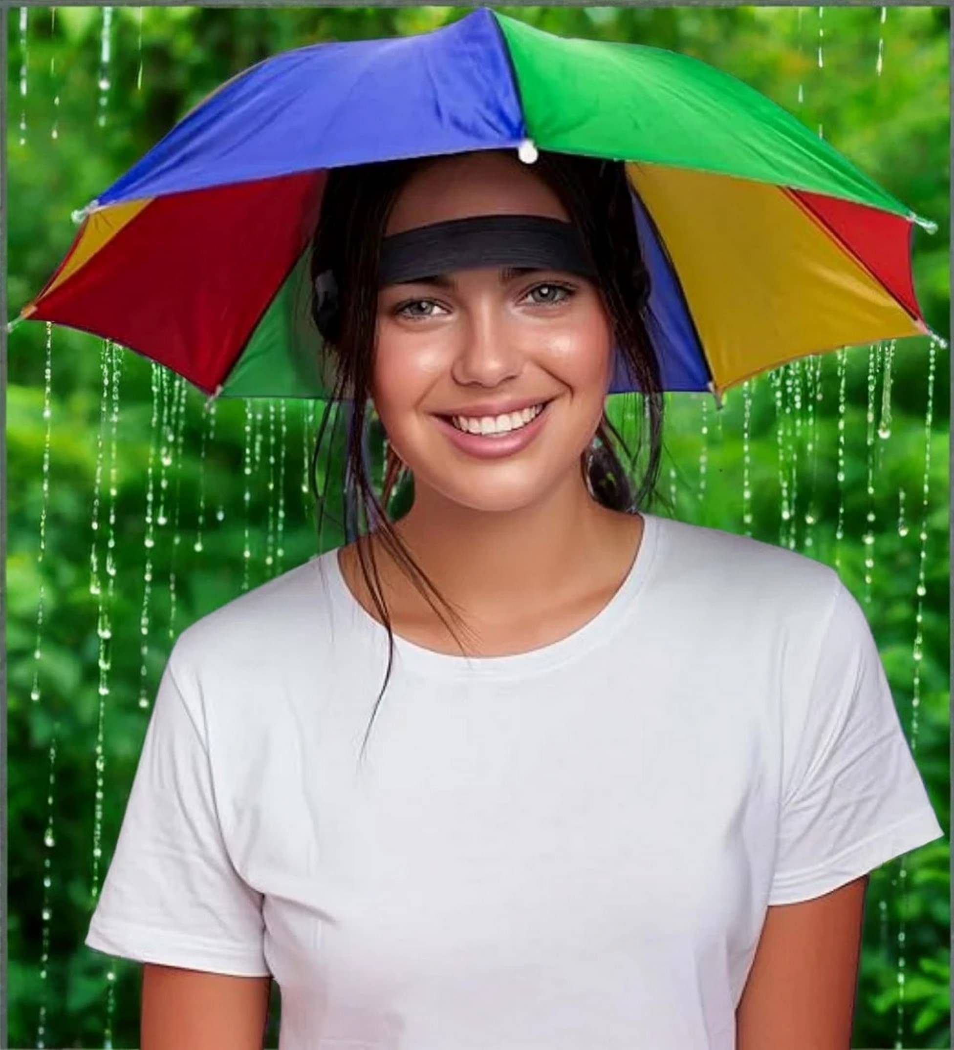 Infispace 1 Fold Manual Hat Headwear Umbrella ( Multi , Rainbow Design ) Infispace 1 Fold Manual Hat Headwear Umbrella ( Multi , Rainbow Design )