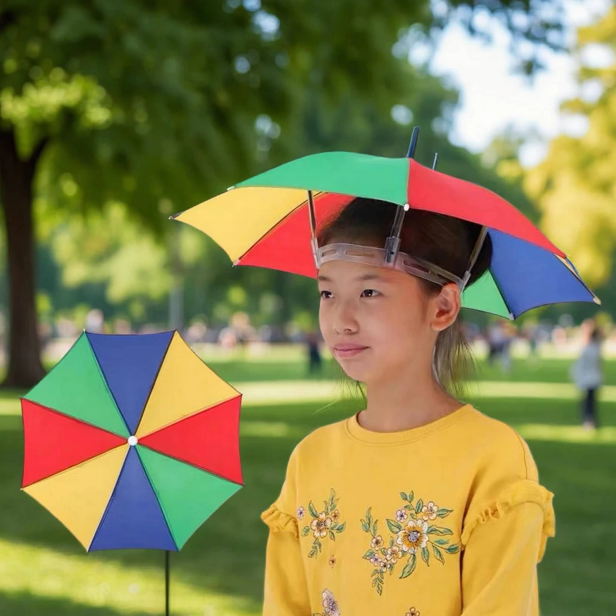 Infispace 1 Fold Manual Hat Headwear Umbrella ( Multi , Rainbow Design ) Infispace 1 Fold Manual Hat Headwear Umbrella ( Multi , Rainbow Design )