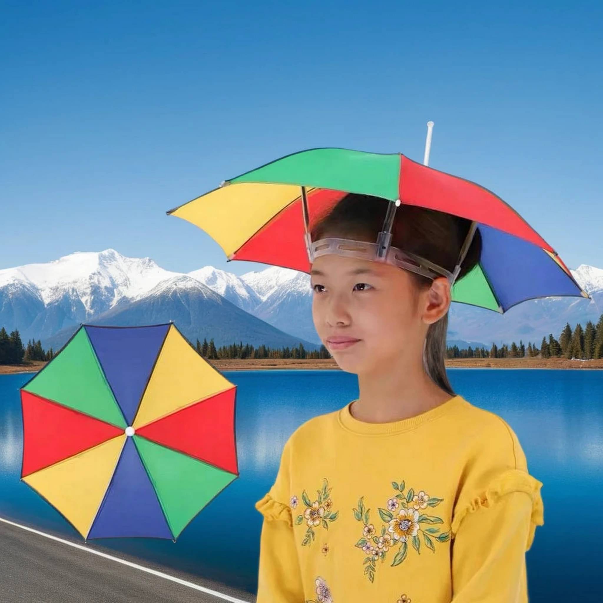 Infispace 1 Fold Manual Hat Headwear Umbrella ( Multi , Rainbow Design ) Infispace 1 Fold Manual Hat Headwear Umbrella ( Multi , Rainbow Design )