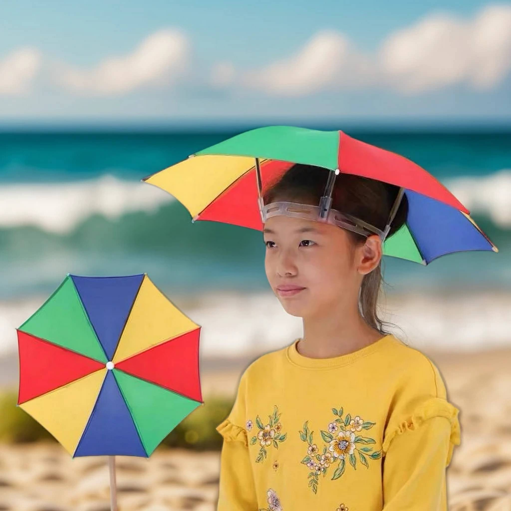 Infispace 1 Fold Manual Hat Headwear Umbrella ( Multi , Rainbow Design ) Infispace 1 Fold Manual Hat Headwear Umbrella ( Multi , Rainbow Design )