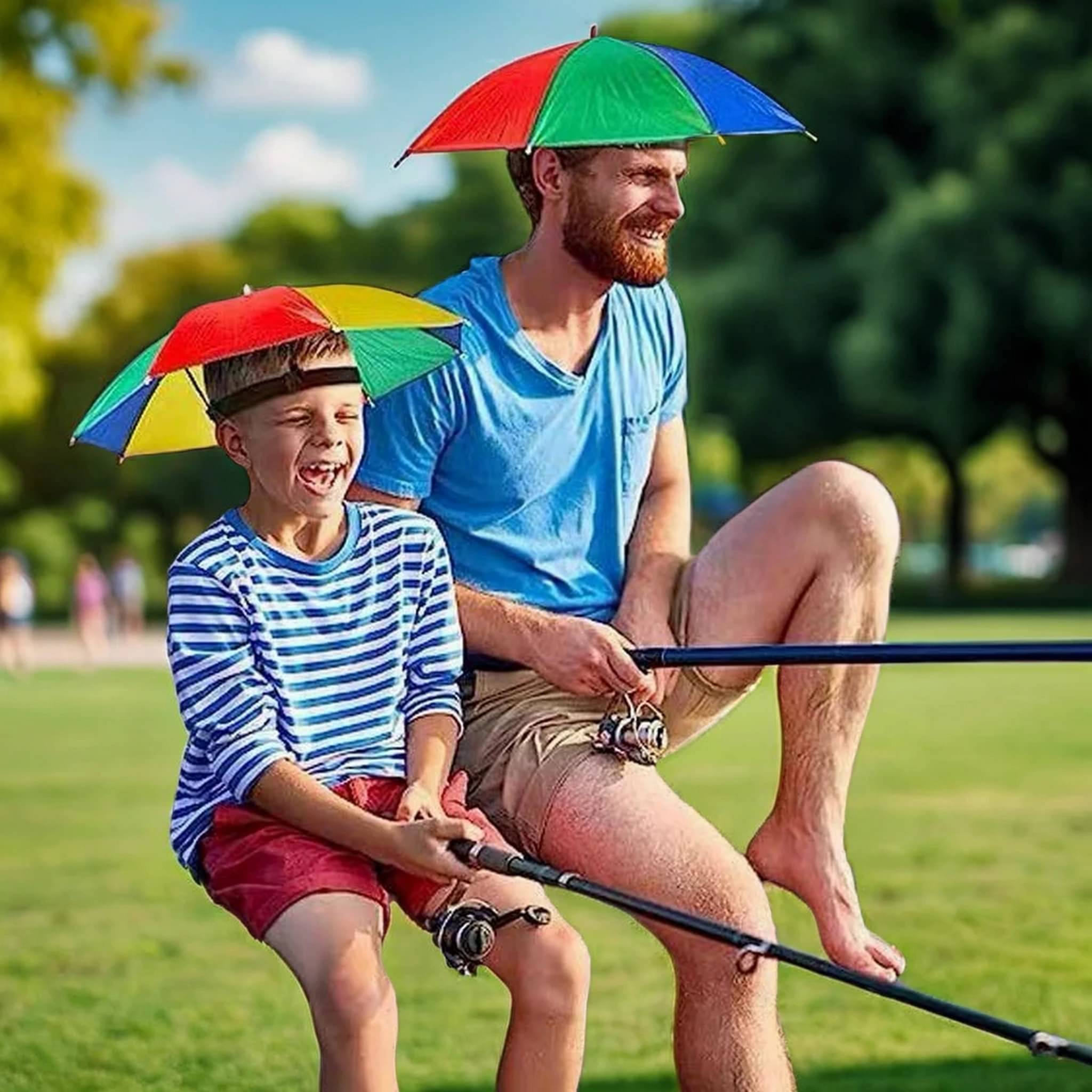 Infispace 1 Fold Manual Hat Headwear Umbrella ( Multi , Rainbow Design ) Infispace 1 Fold Manual Hat Headwear Umbrella ( Multi , Rainbow Design )