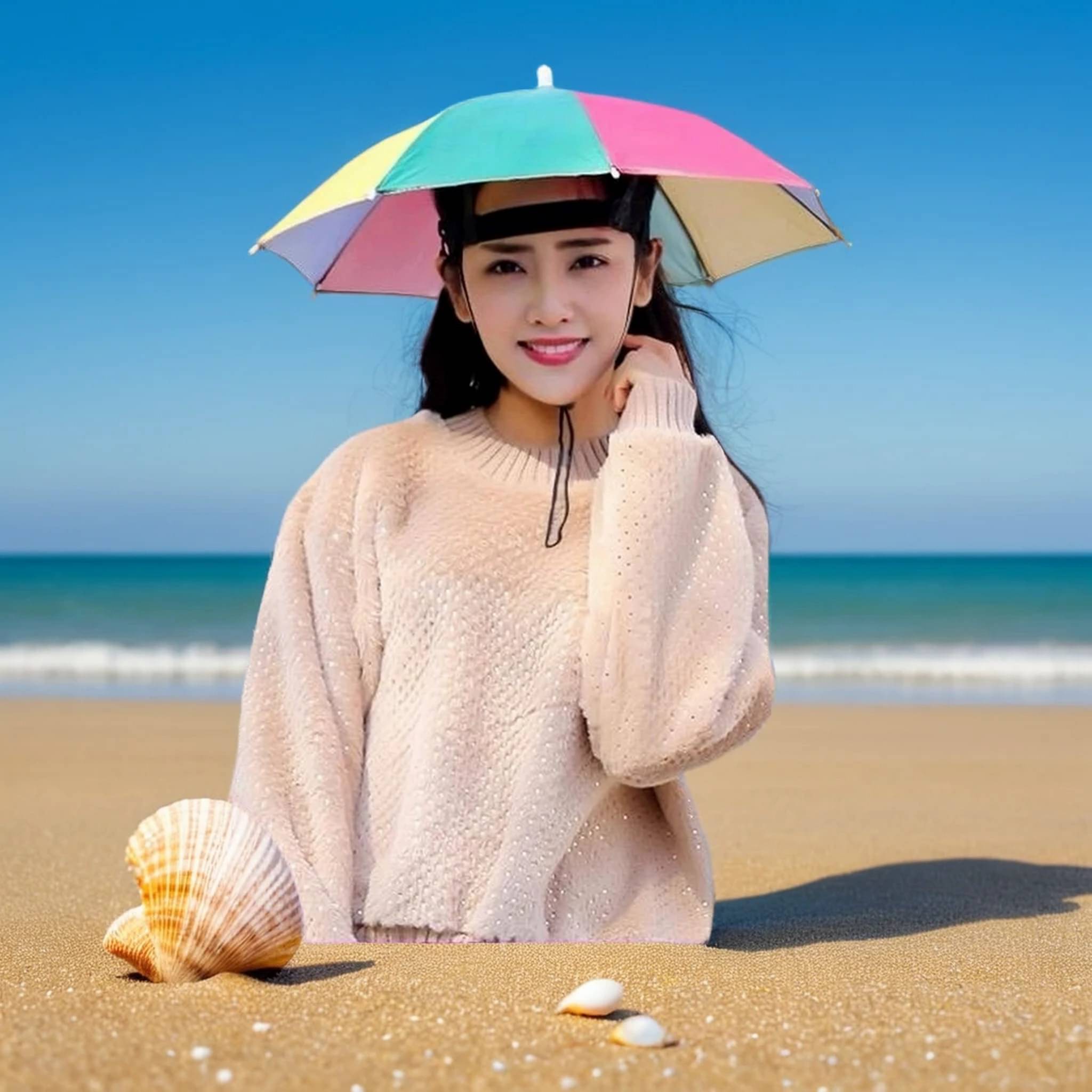 Infispace 1 Fold Manual Hat Headwear Umbrella ( Multi , Rainbow Design ) Infispace 1 Fold Manual Hat Headwear Umbrella ( Multi , Rainbow Design )