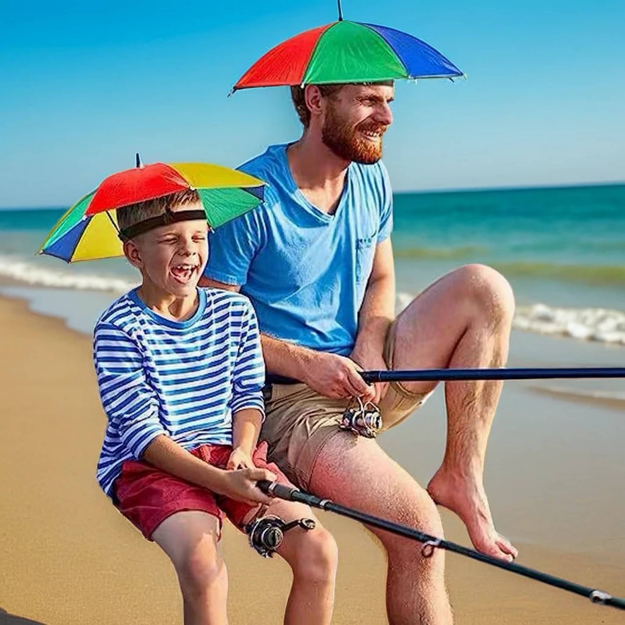     			Infispace 1 Fold Manual Hat Headwear Umbrella ( Multi , Rainbow Design )
