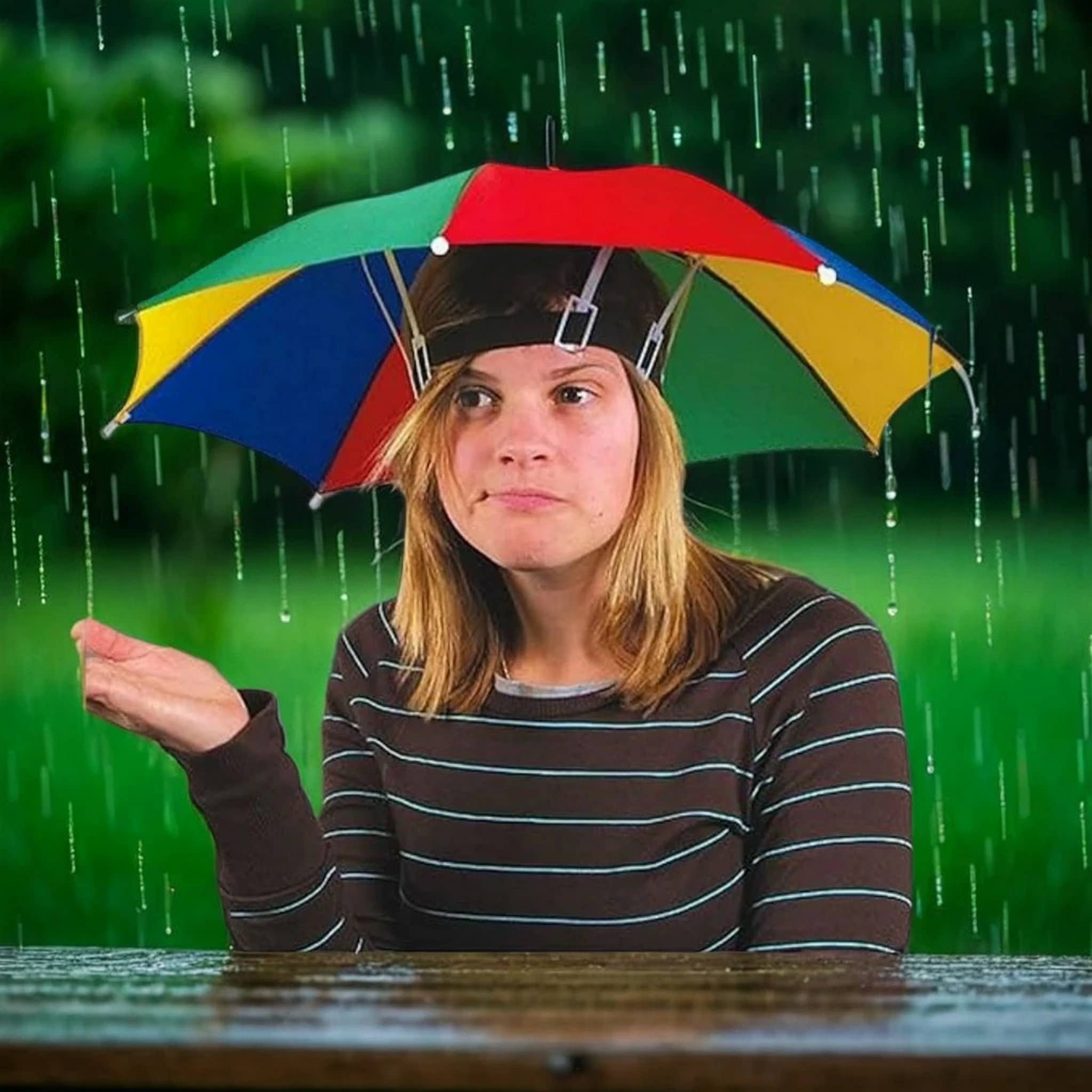 Infispace 1 Fold Manual Hat Headwear Umbrella ( Multi , Rainbow Design ) Infispace 1 Fold Manual Hat Headwear Umbrella ( Multi , Rainbow Design )