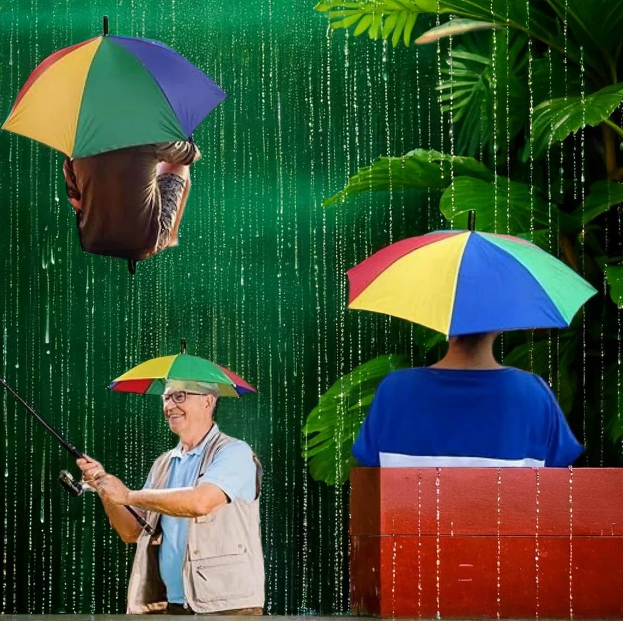 Infispace 1 Fold Manual Hat Headwear Umbrella ( Multi , Rainbow Design ) Infispace 1 Fold Manual Hat Headwear Umbrella ( Multi , Rainbow Design )