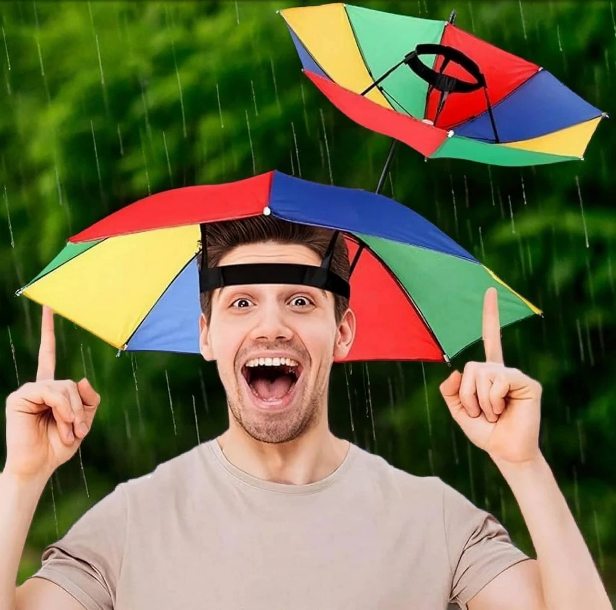 Infispace 1 Fold Manual Hat Headwear Umbrella ( Multi , Rainbow Design ) Infispace 1 Fold Manual Hat Headwear Umbrella ( Multi , Rainbow Design )